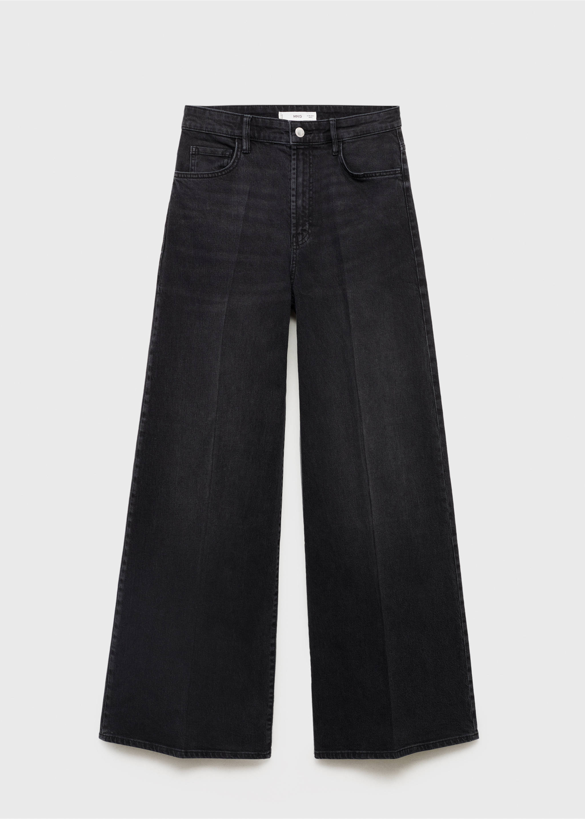 High-waisted wideleg jeans - Article without model, Black denim. Ref: 17015801-00.