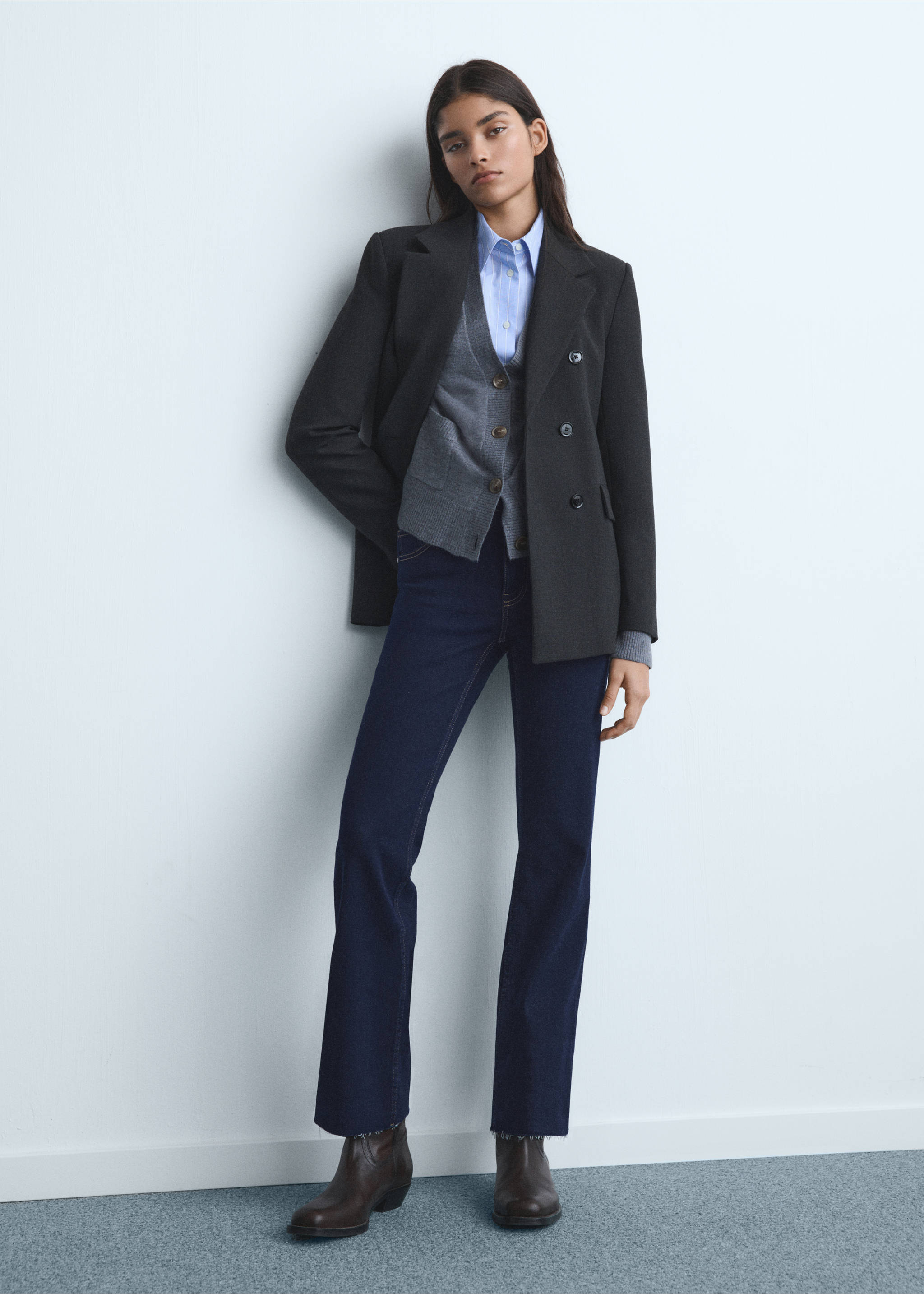 Jean Sienna flare crop - Plan général, Bleu. Ref: 17015802-00.