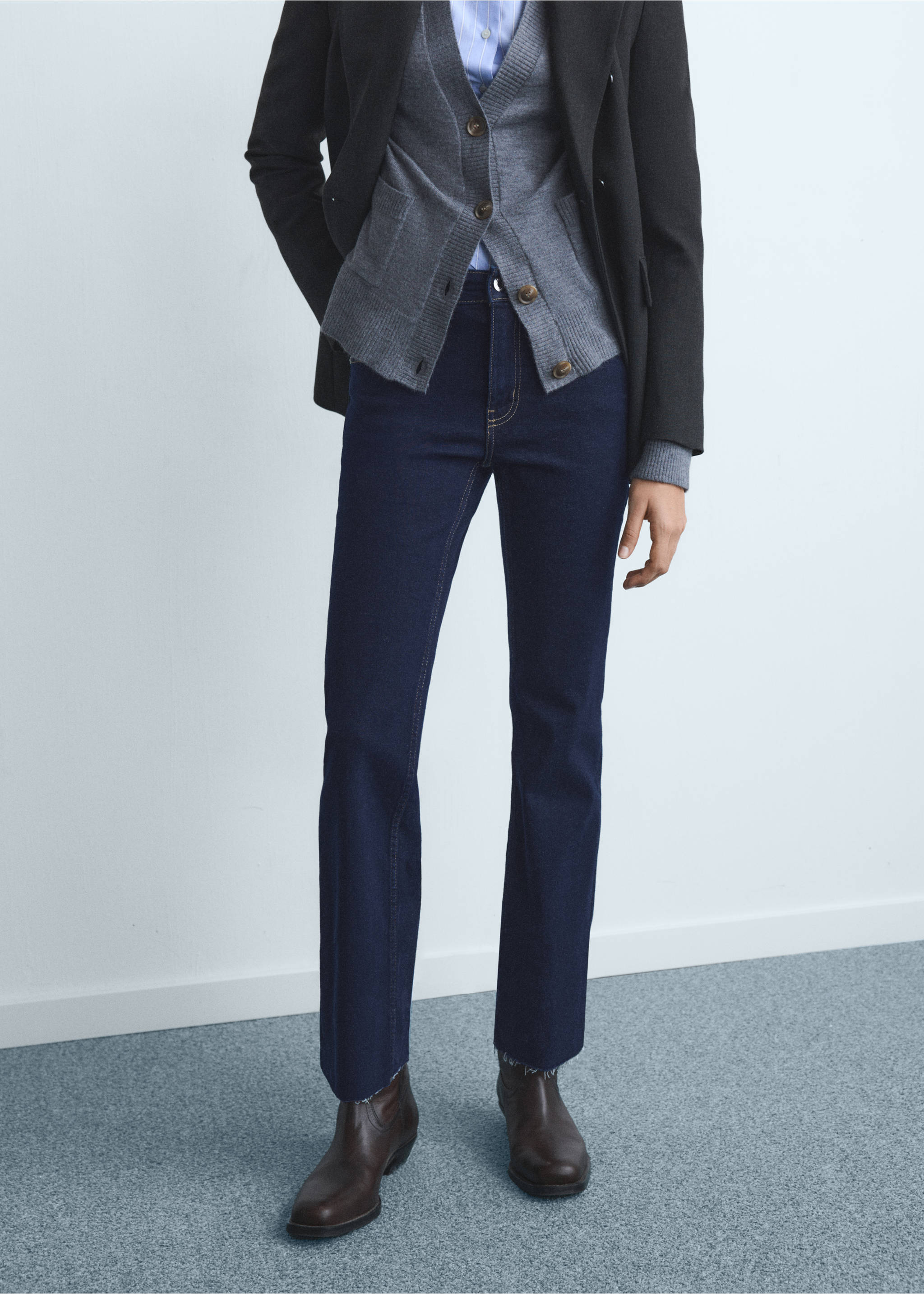 Jean Sienna flare crop - Plan moyen, Bleu. Ref: 17015802-00.