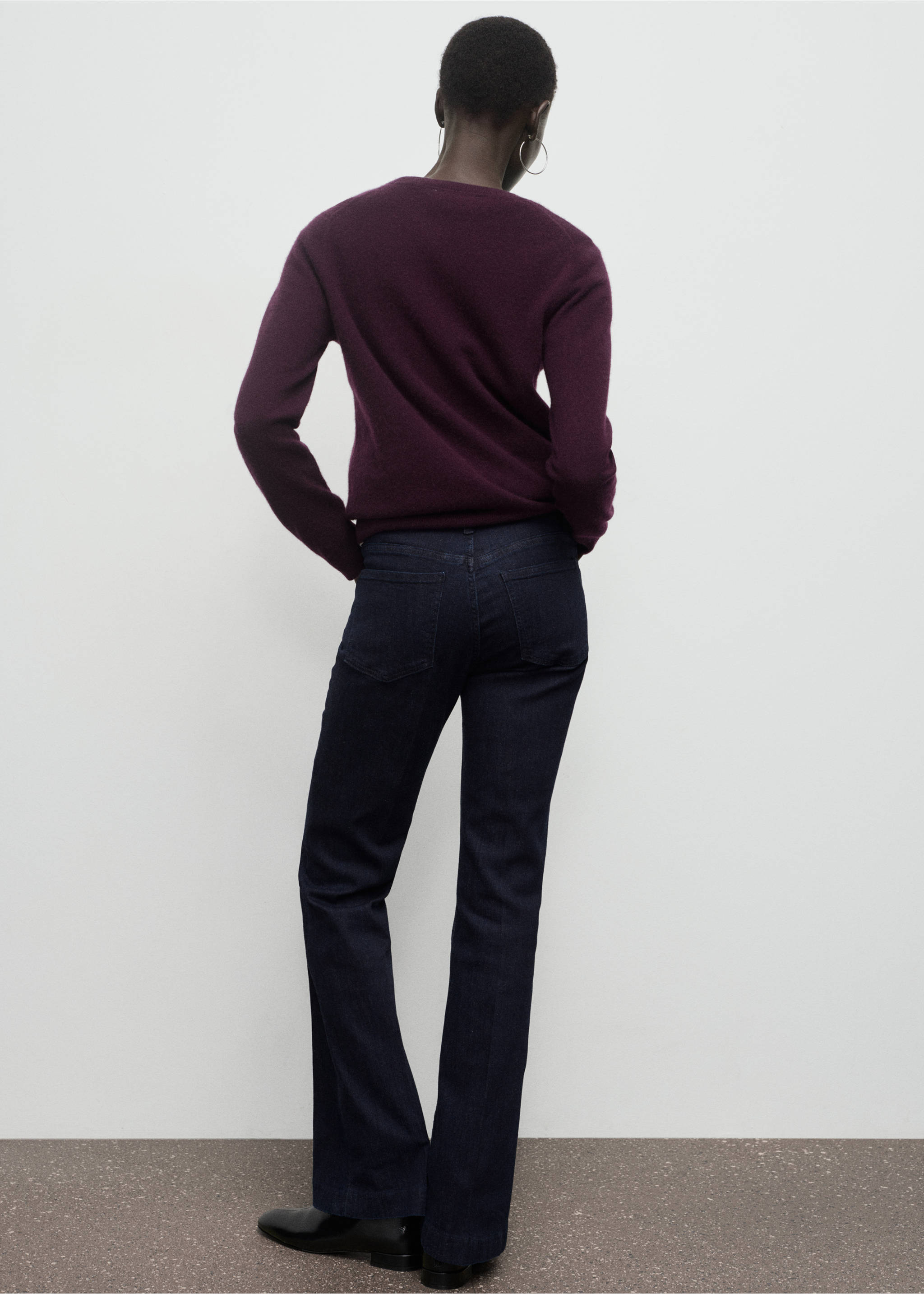 Jean flare taille normale rinse wash - Verso de l’article, Bleu. Ref: 17015804-00.