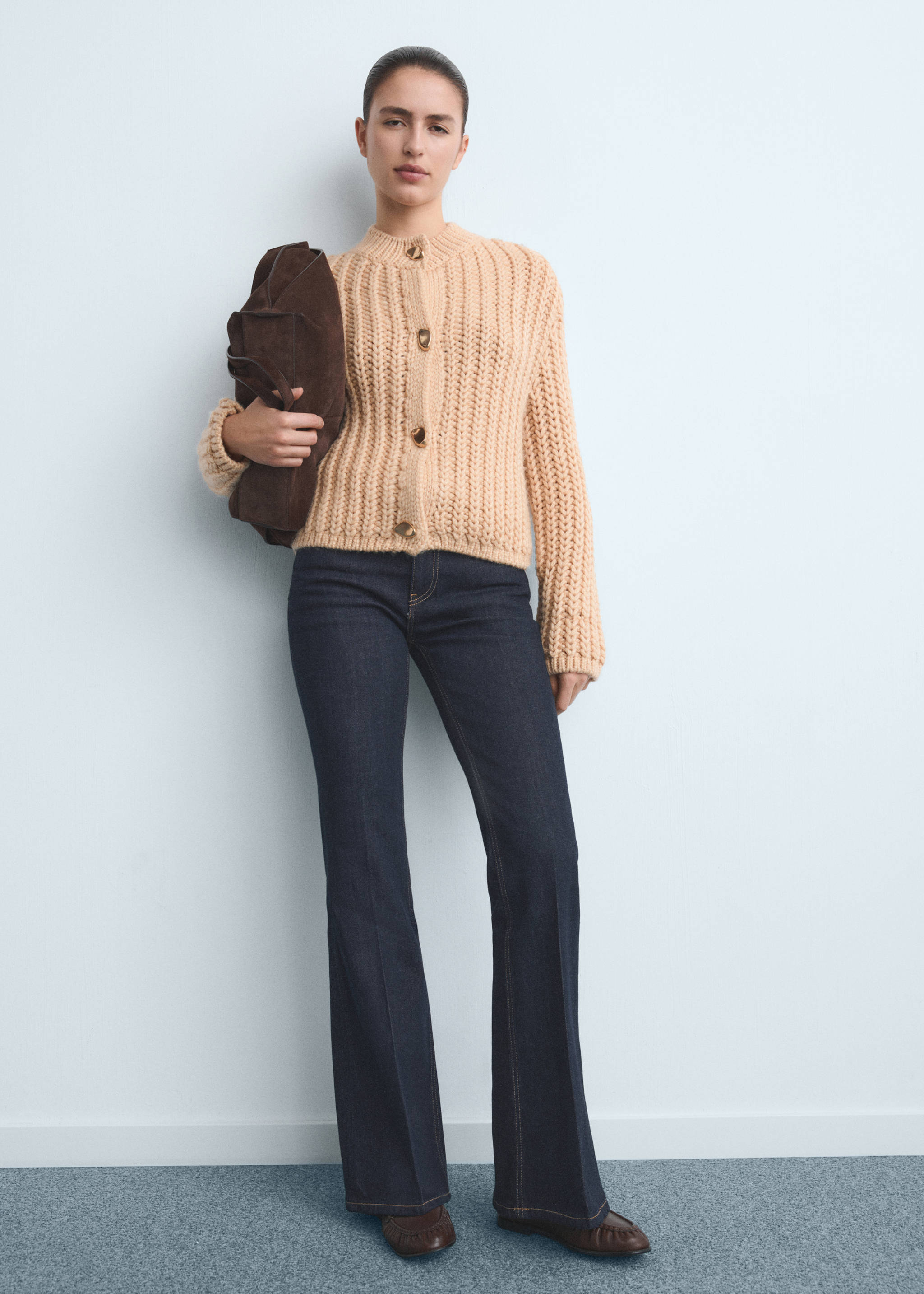 Violet flared high-rise jeans - General plane