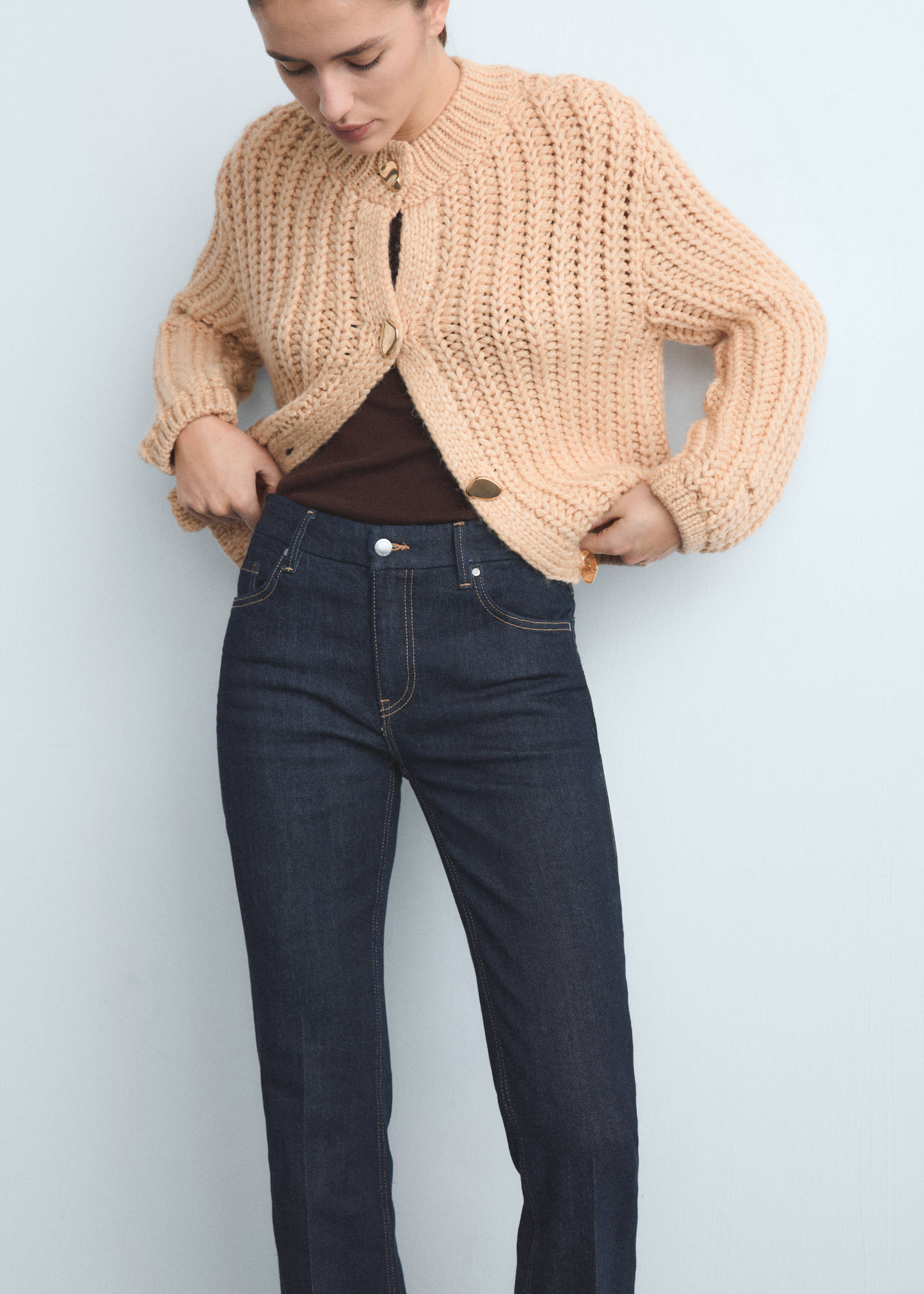 Violet flared high-rise jeans - Details of the article 1