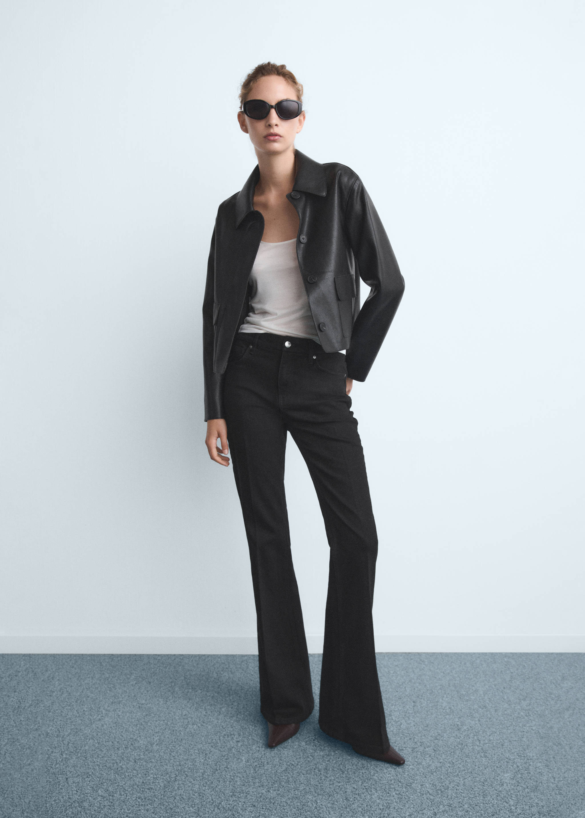 Violet flared high-rise jeans - General plane