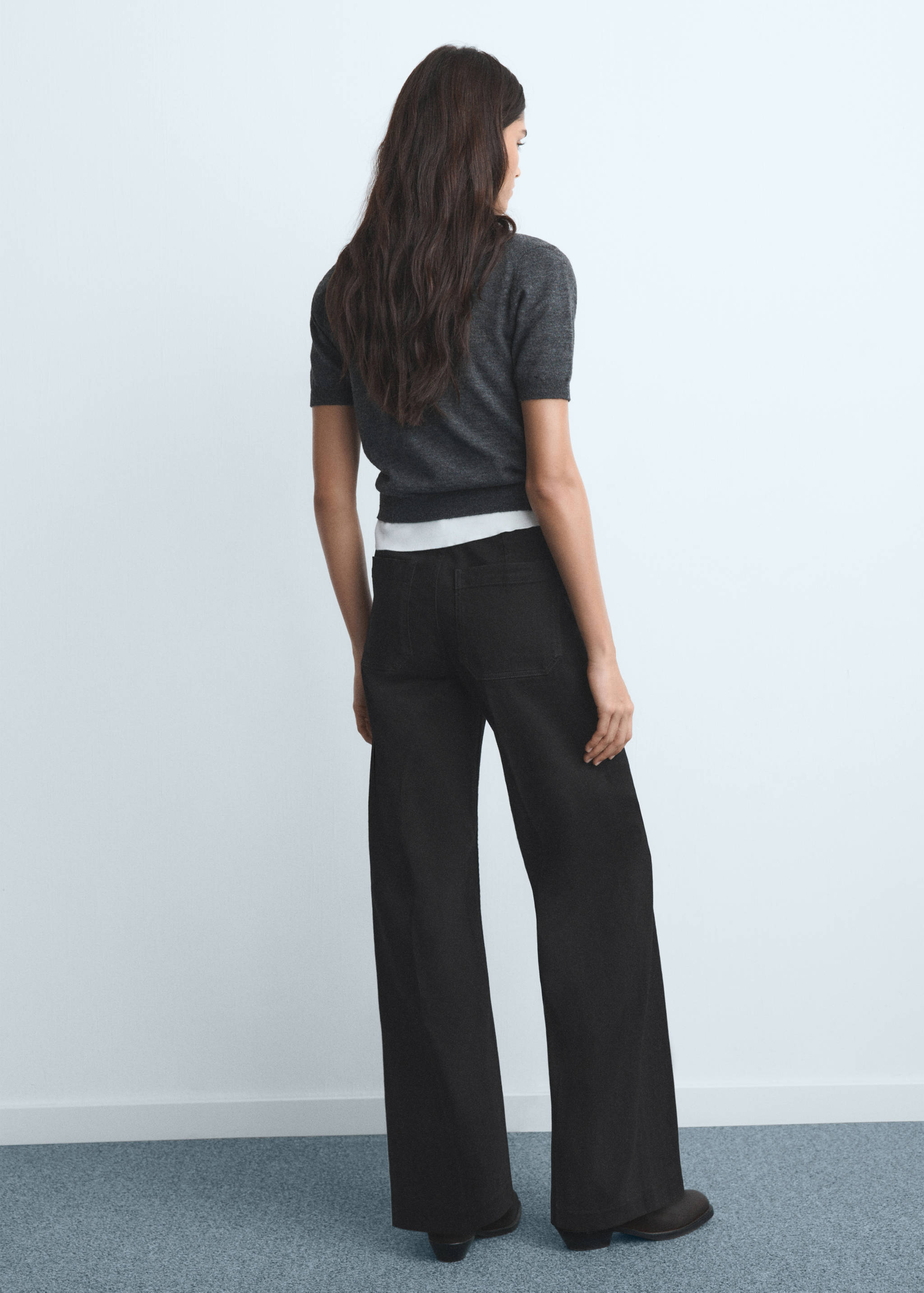 Calças de ganga wide leg com bolsos - Verso do artigo