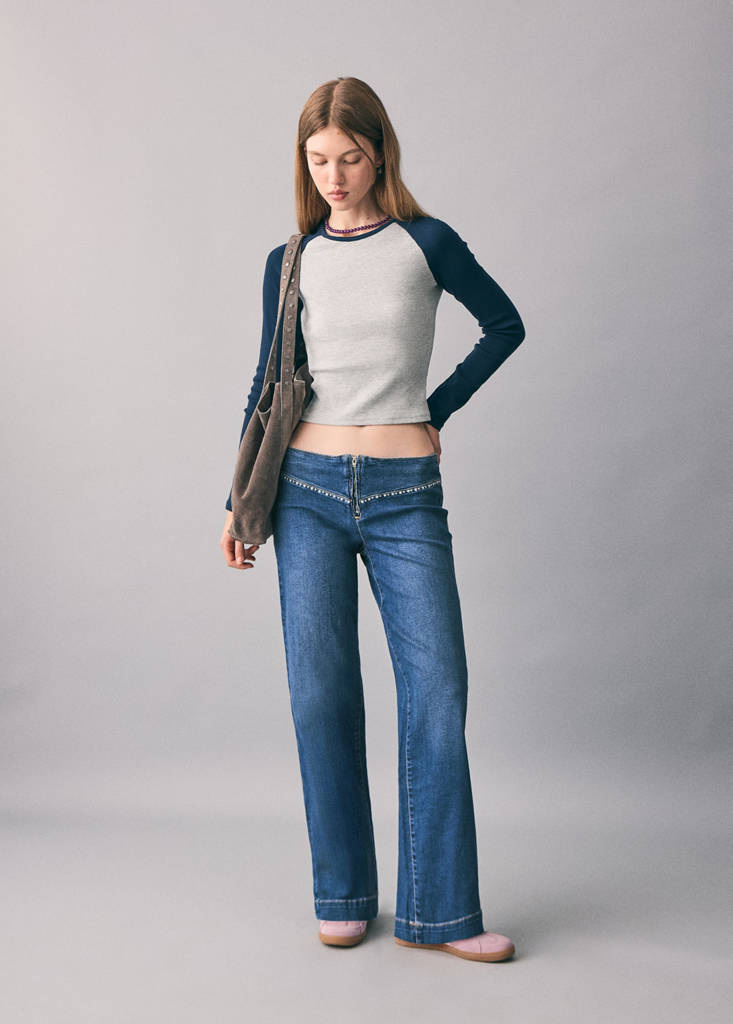 Low-waist studded jeans — Dark Blue