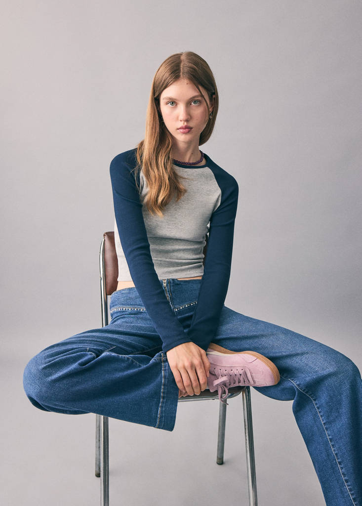 Low-waist studded jeans — Dark Blue
