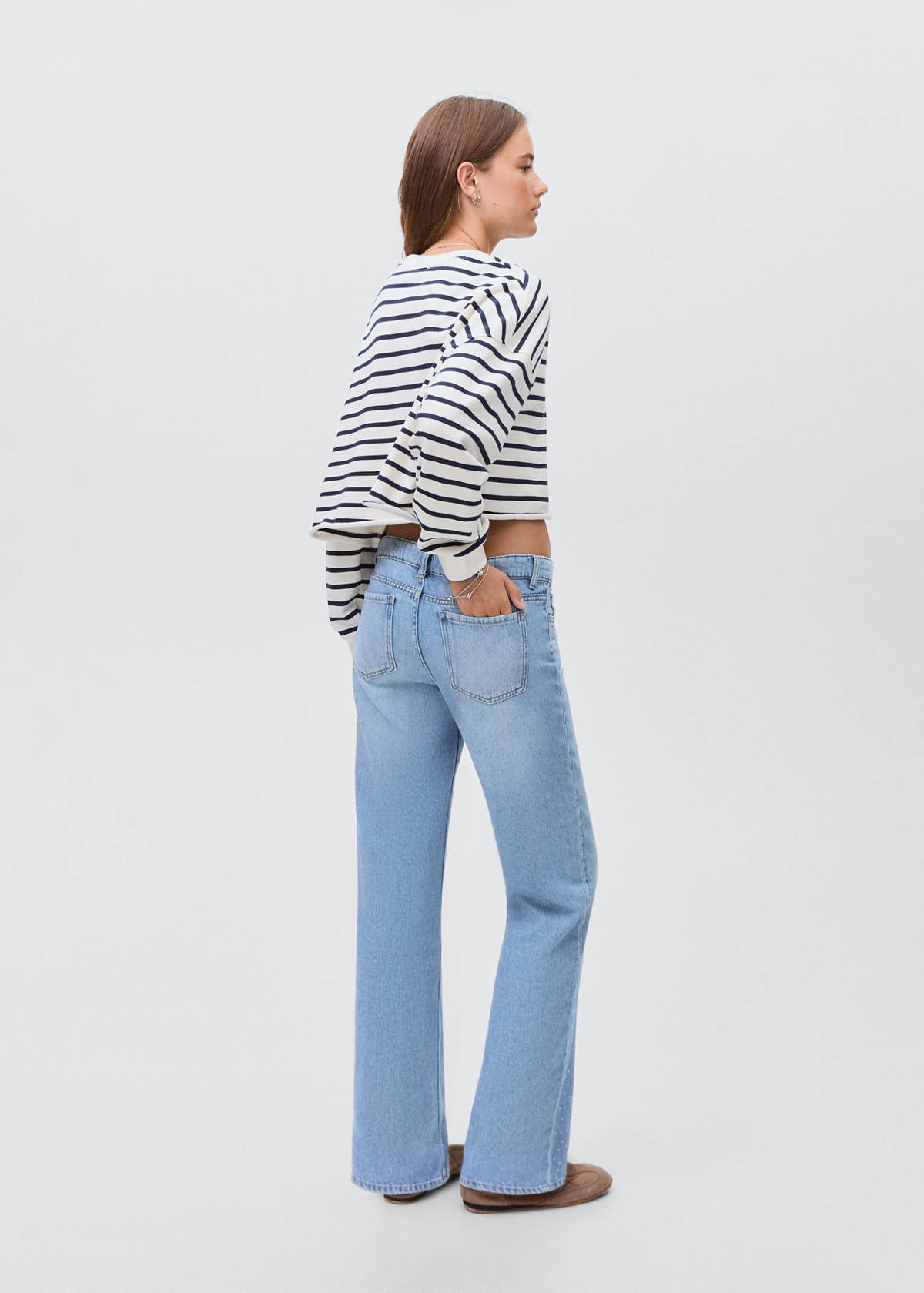 Straight-fit jeans with rhinestones — Light Blue