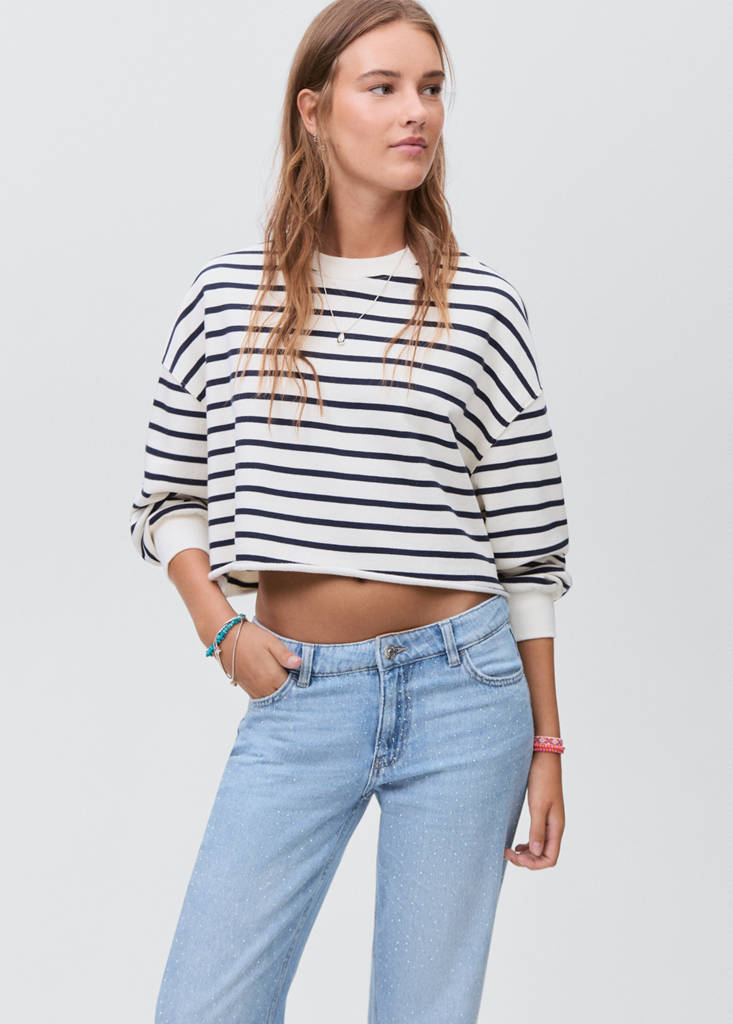Straight-fit jeans with rhinestones — Light Blue