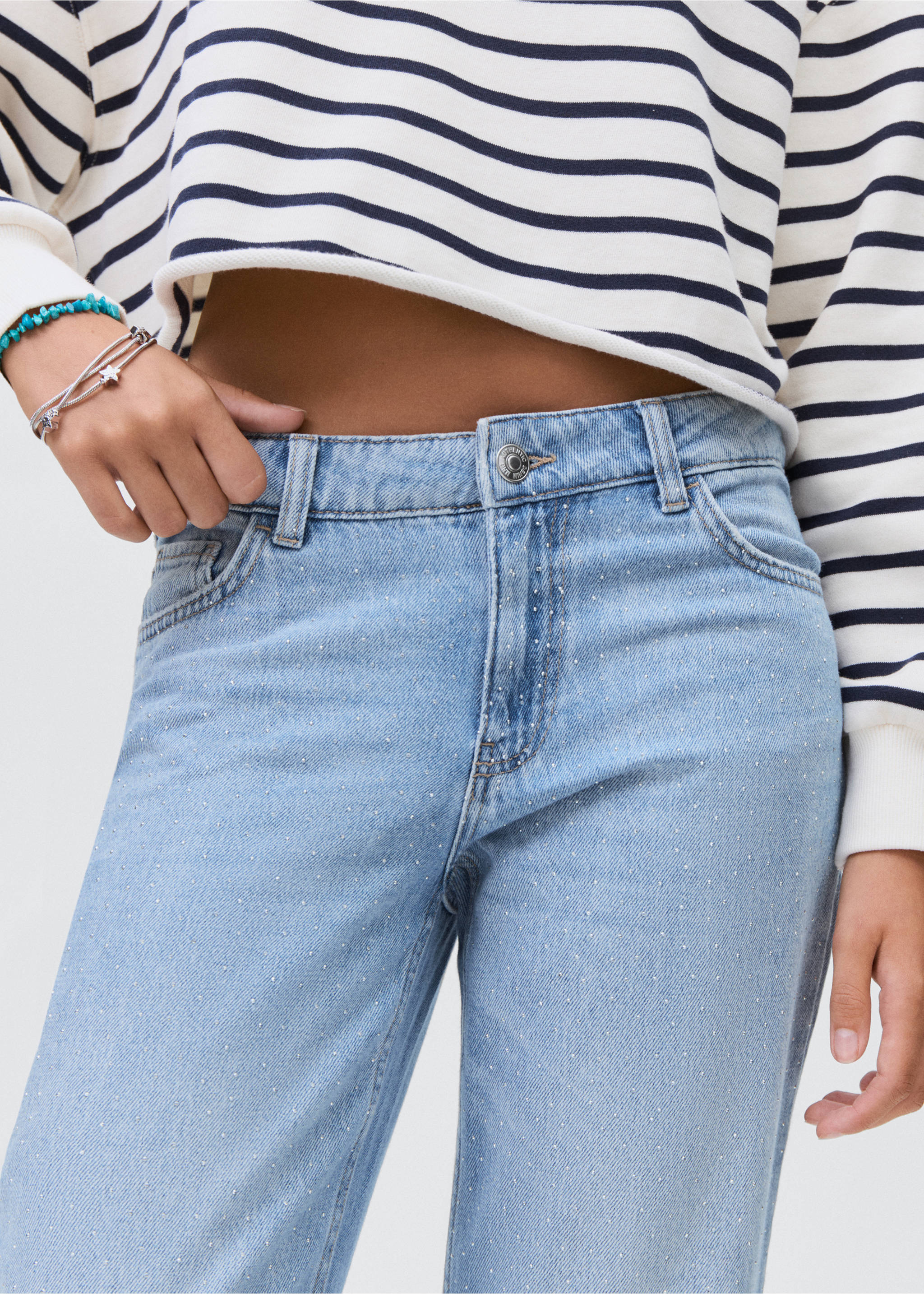 Jeans straight strass - Detalle del artículo 3, Azul claro. Ref: 17015813-00.