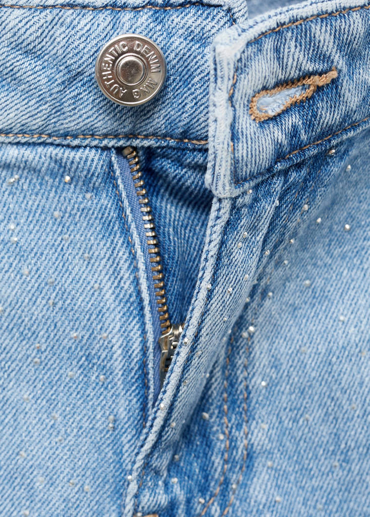 Straight-fit jeans with rhinestones — Light Blue