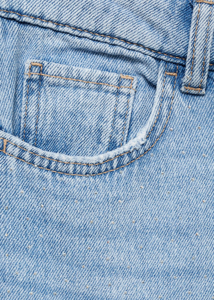 Straight-fit jeans with rhinestones — Light Blue