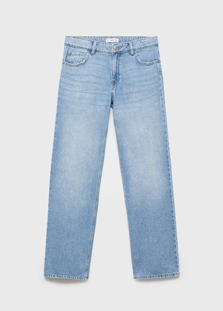 Straight-fit jeans with rhinestones — Light Blue