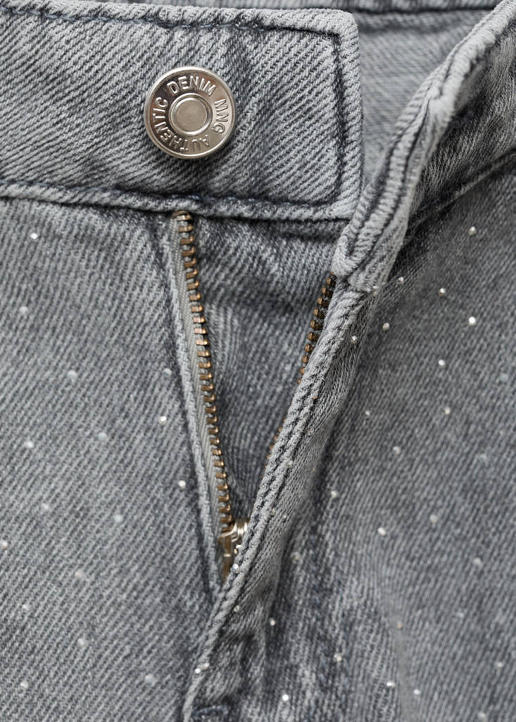 Straight-fit jeans with rhinestones — Denim Grey