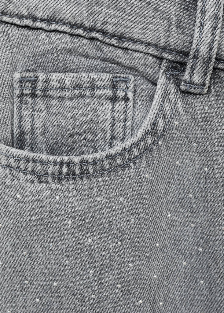 Straight-fit jeans with rhinestones — Denim Grey