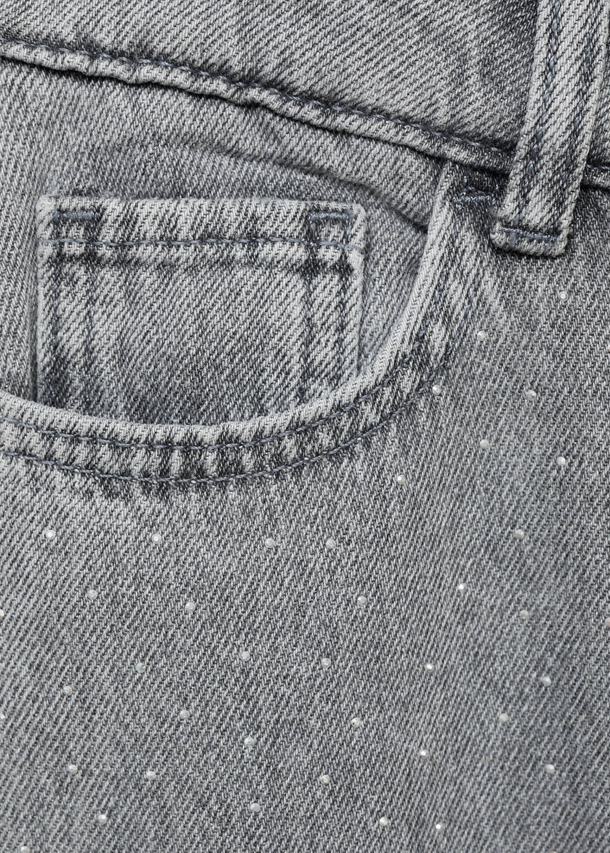 Straight-fit jeans with rhinestones — Denim Grey