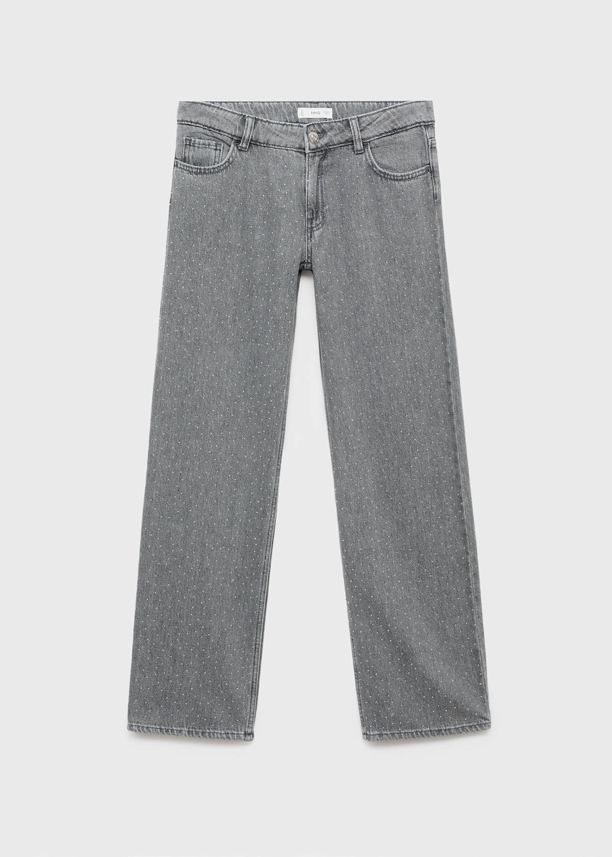 Straight-fit jeans with rhinestones — Denim Grey