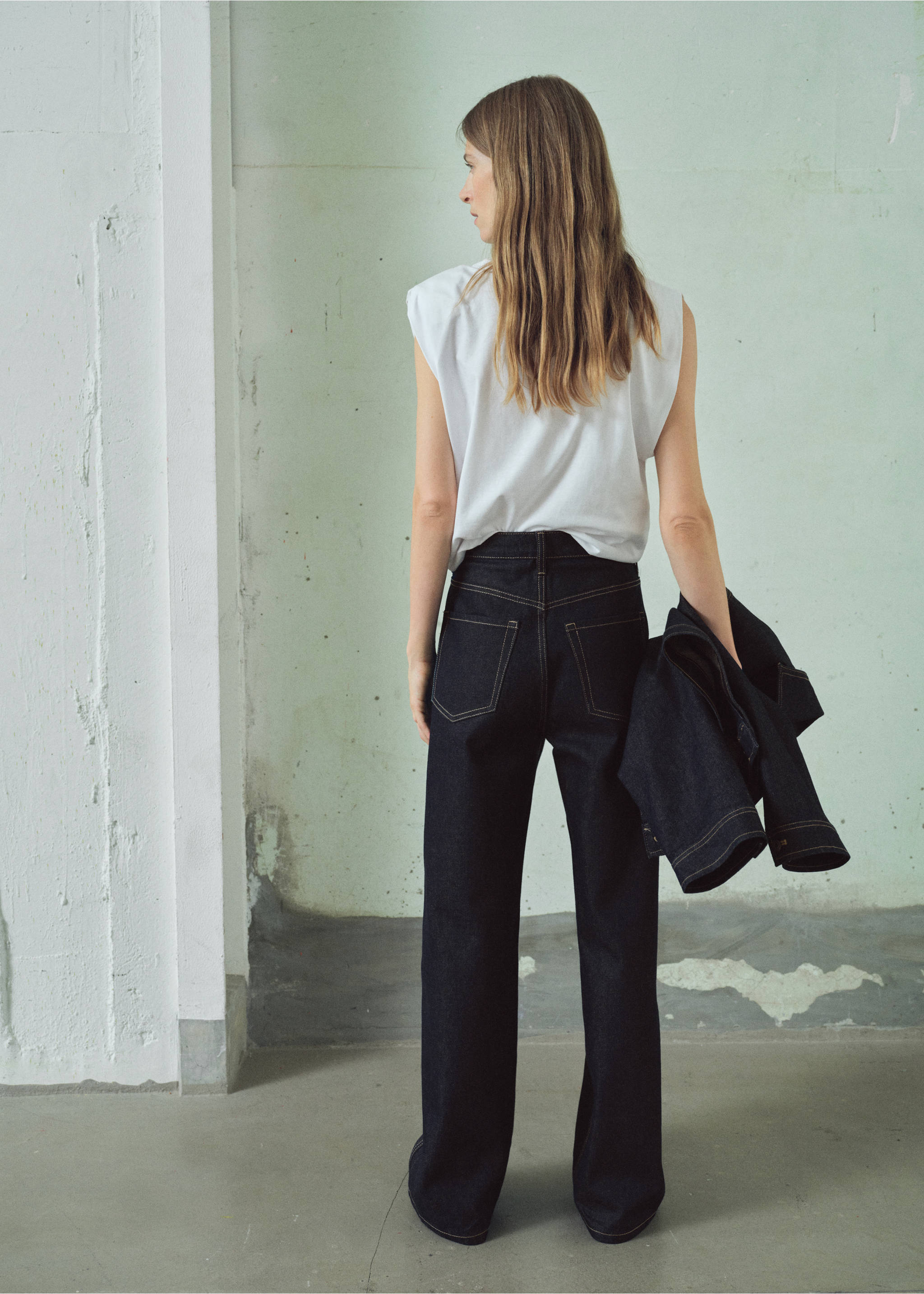 Jean barrel taille haute - Verso de l’article, Bleu. Ref: 17015816-00.