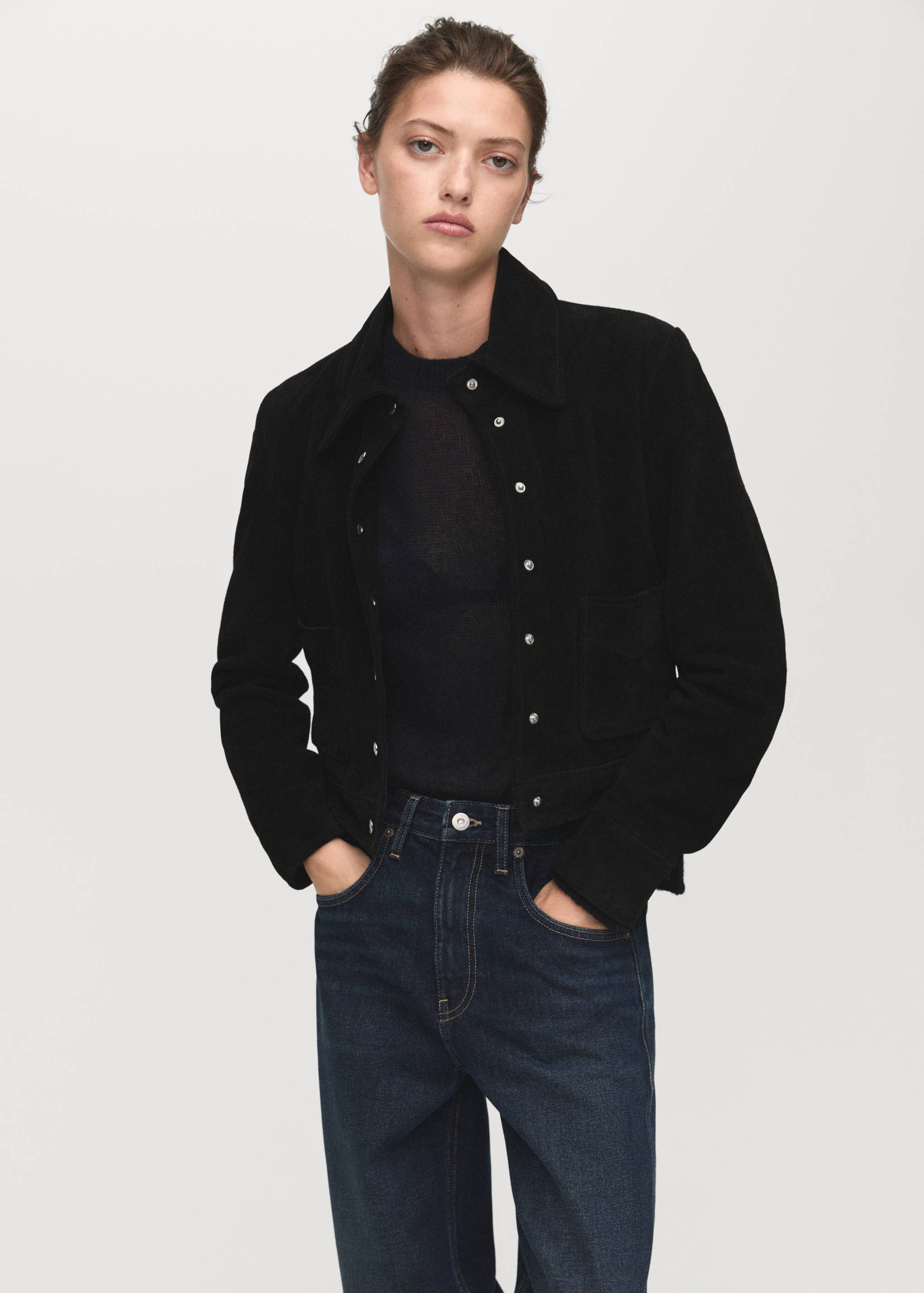 Wide leg jeans with turn-up hem - Details of the article 1