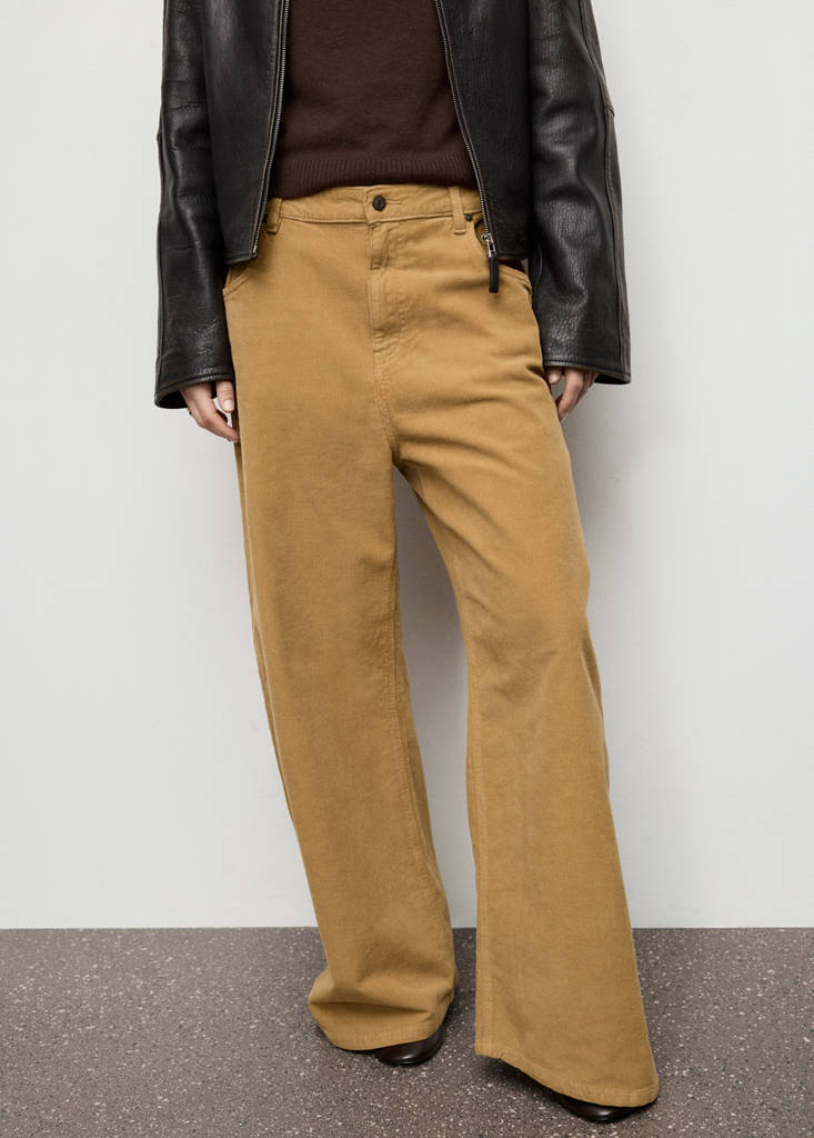 Wide leg low-rise corduroy jeans — Caramel