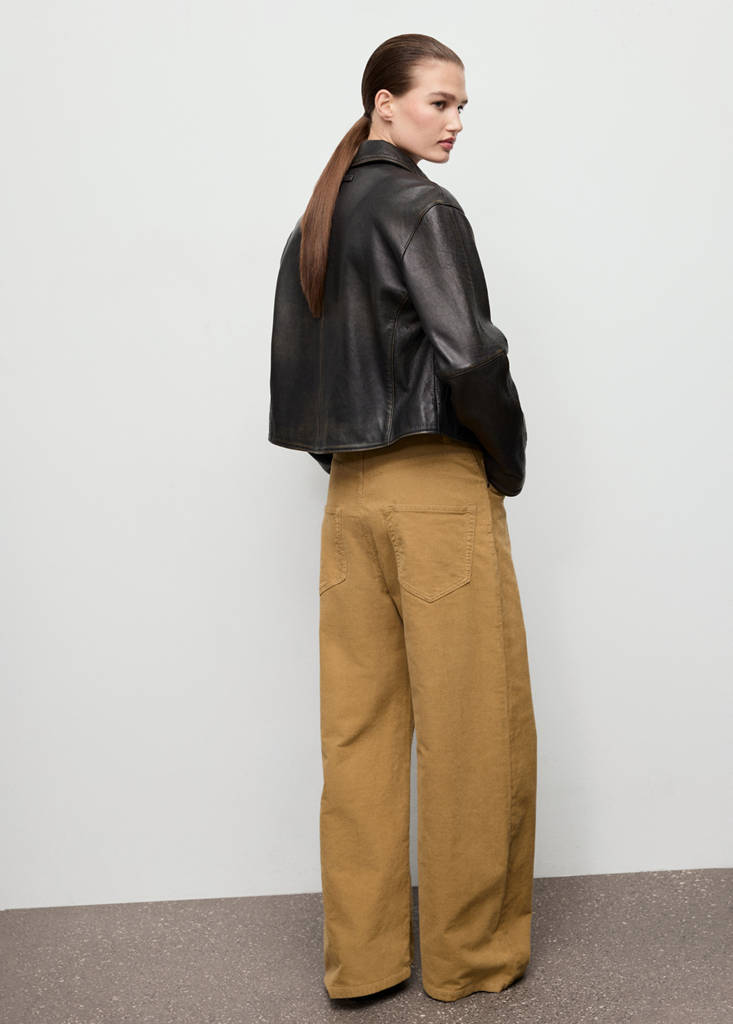 Wide leg low-rise corduroy jeans — Caramel