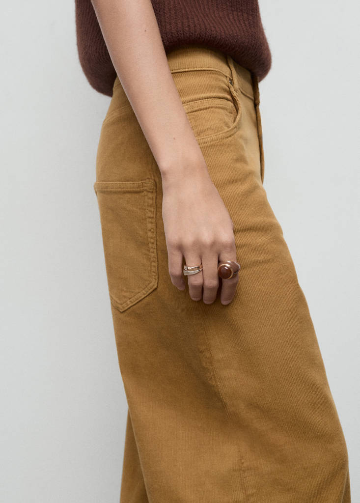 Wide leg low-rise corduroy jeans — Caramel
