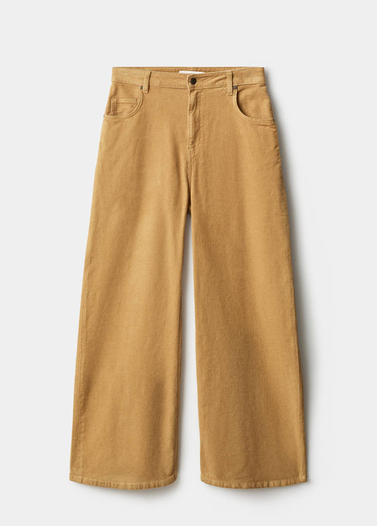 Wide leg low-rise corduroy jeans — Caramel