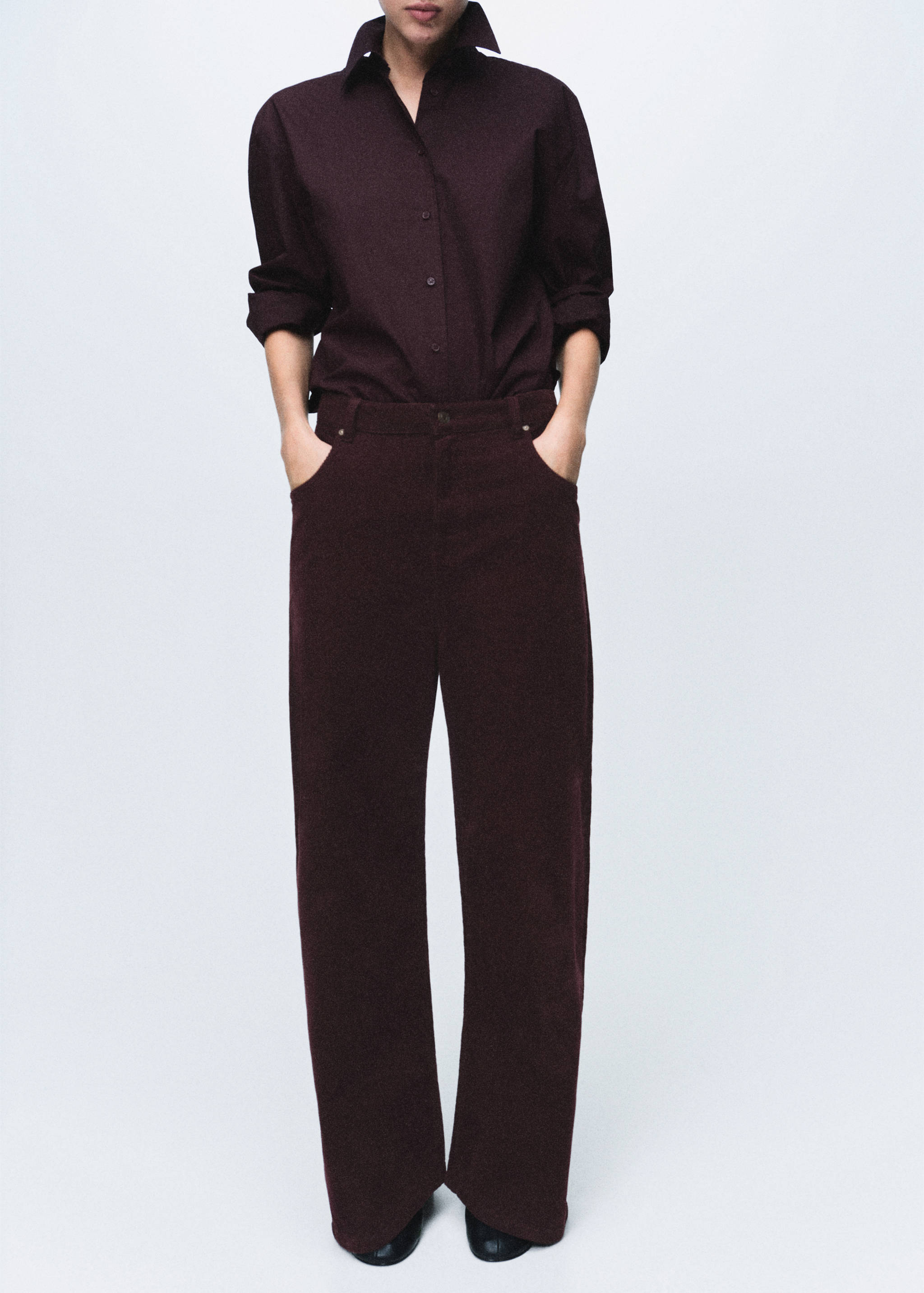 Wide leg low-rise corduroy jeans - Medium plane