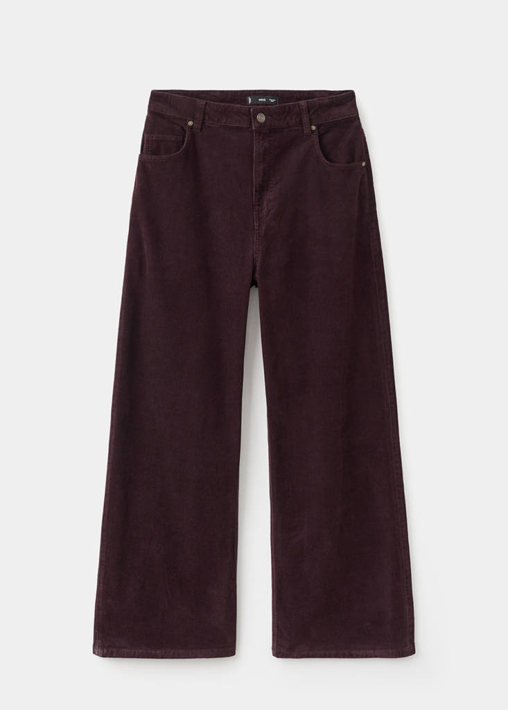 Wide leg low-rise corduroy jeans — Wine