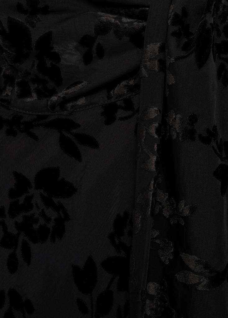 Floral jacquard foulard dress — Black