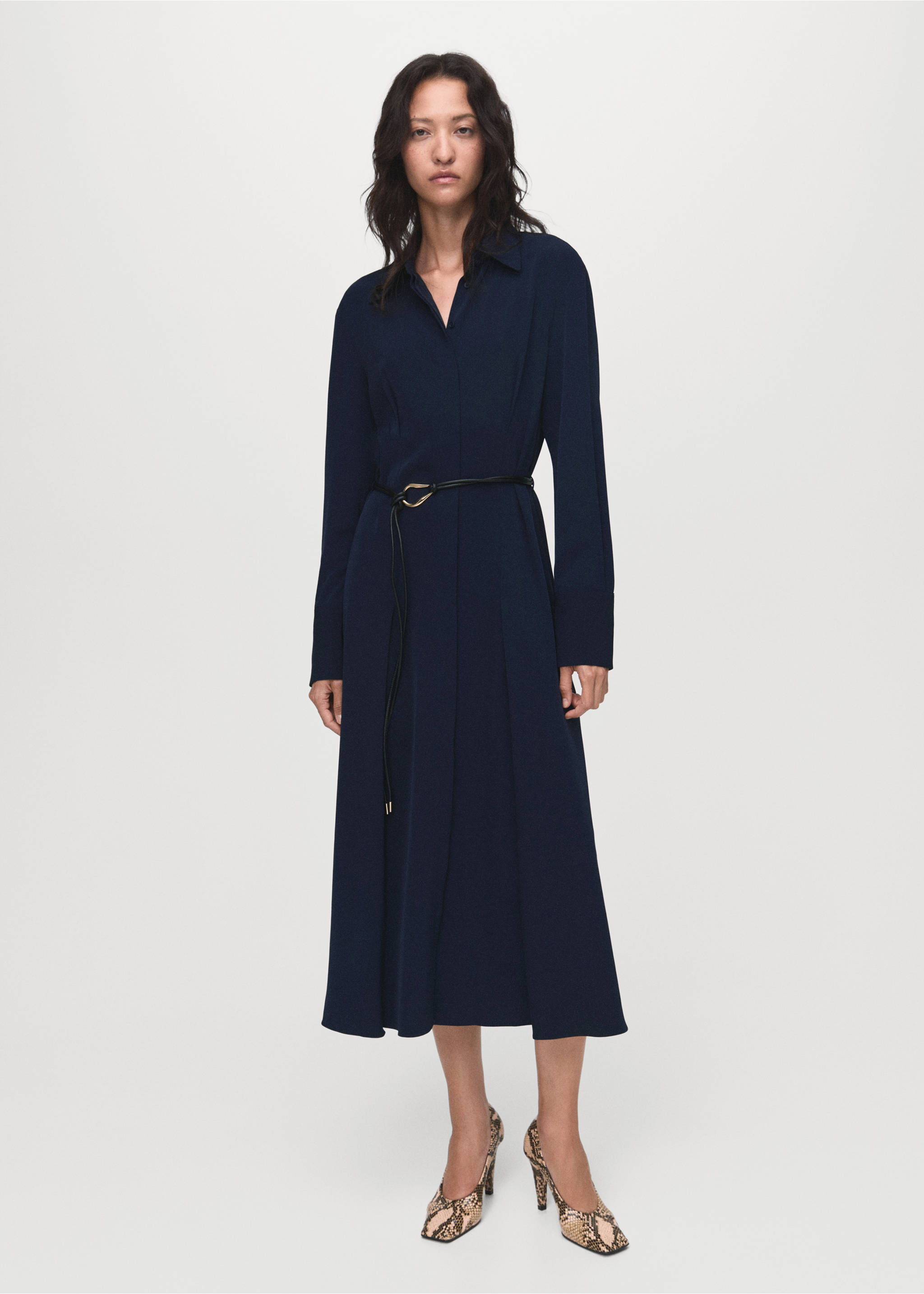Belt shirt dress - General plane, Navy. Ref: 17015828-00.