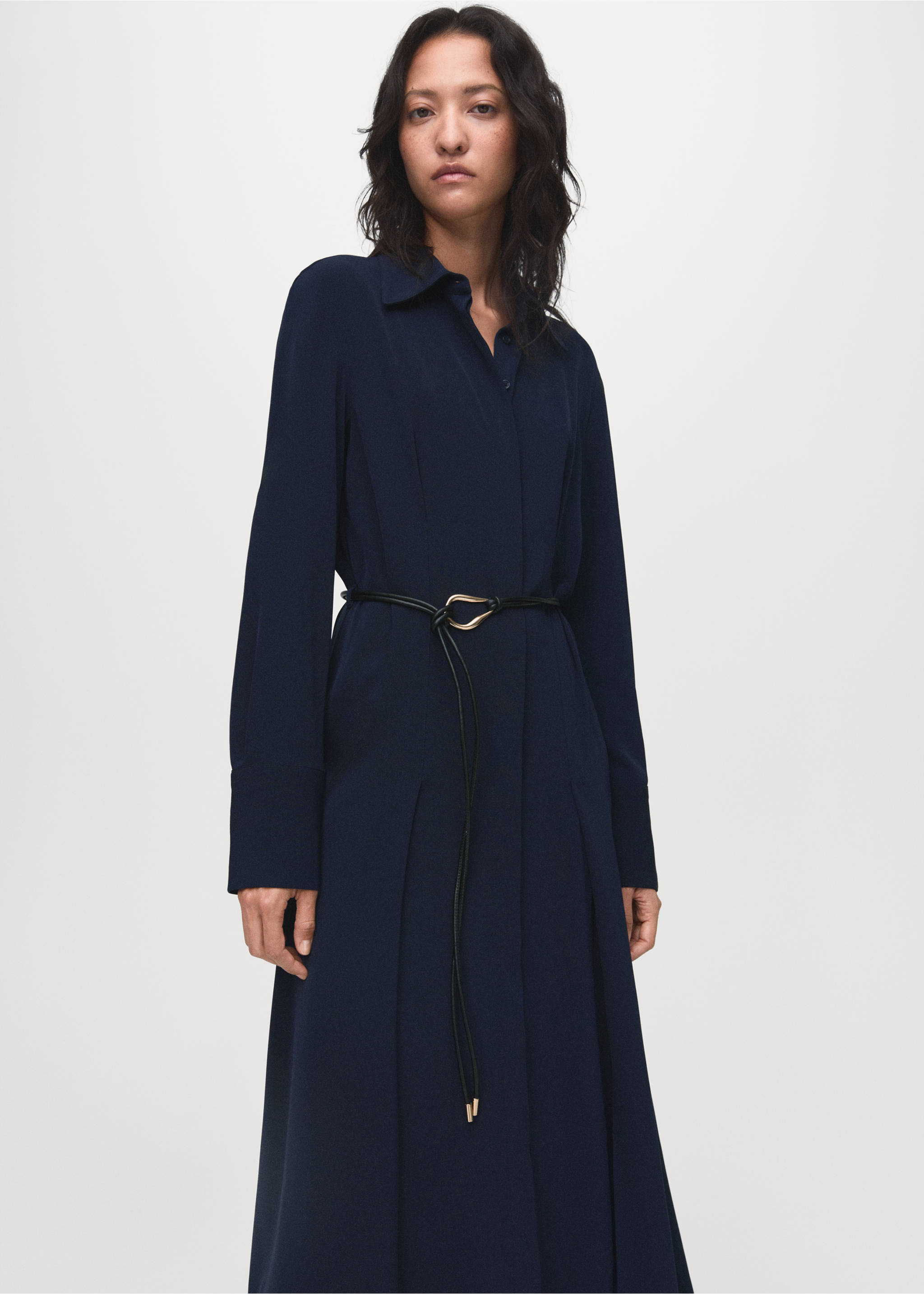 Belt shirt dress - Medium plane, Navy. Ref: 17015828-00.