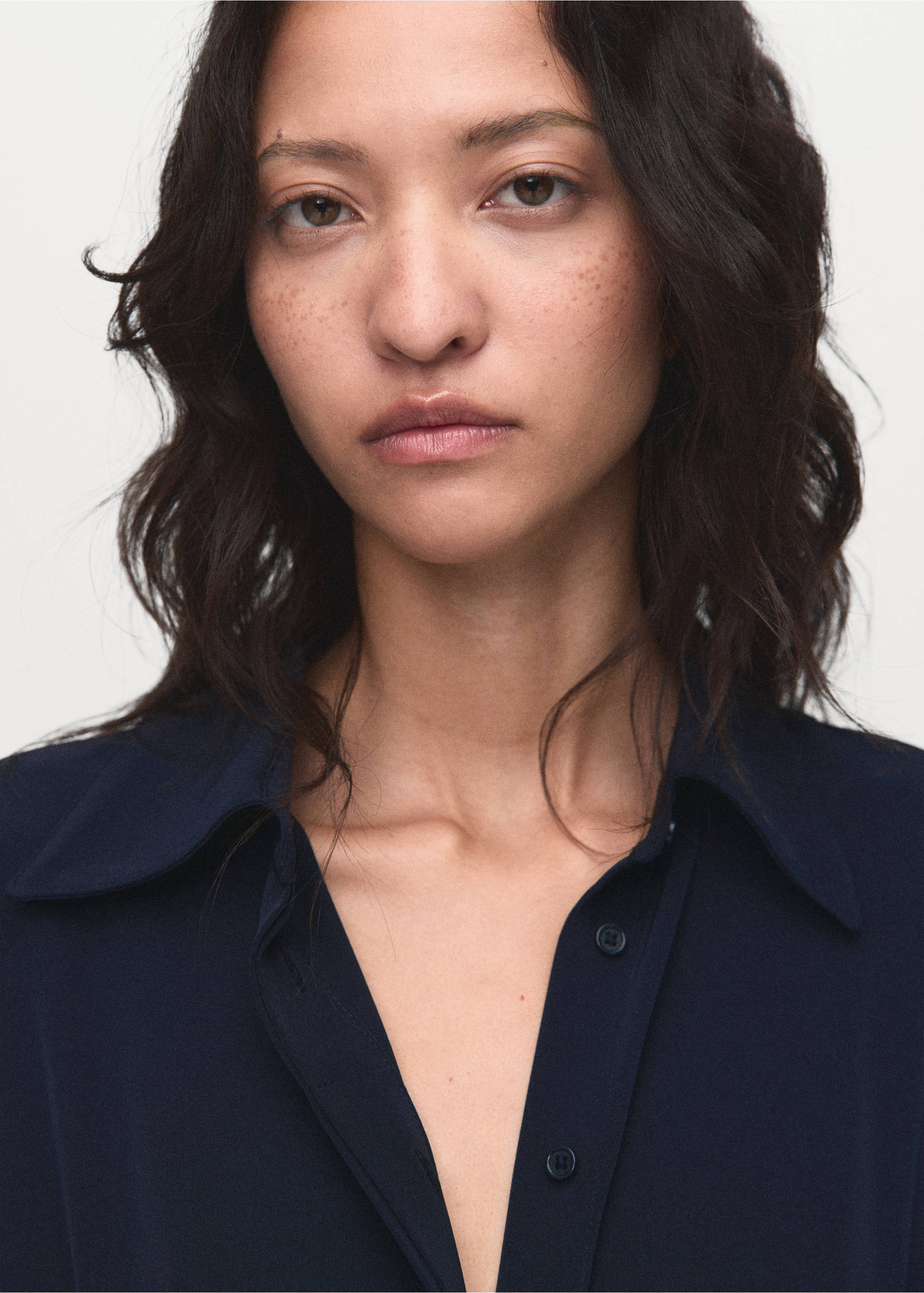 Belt shirt dress - Details of the article 1, Navy. Ref: 17015828-00.