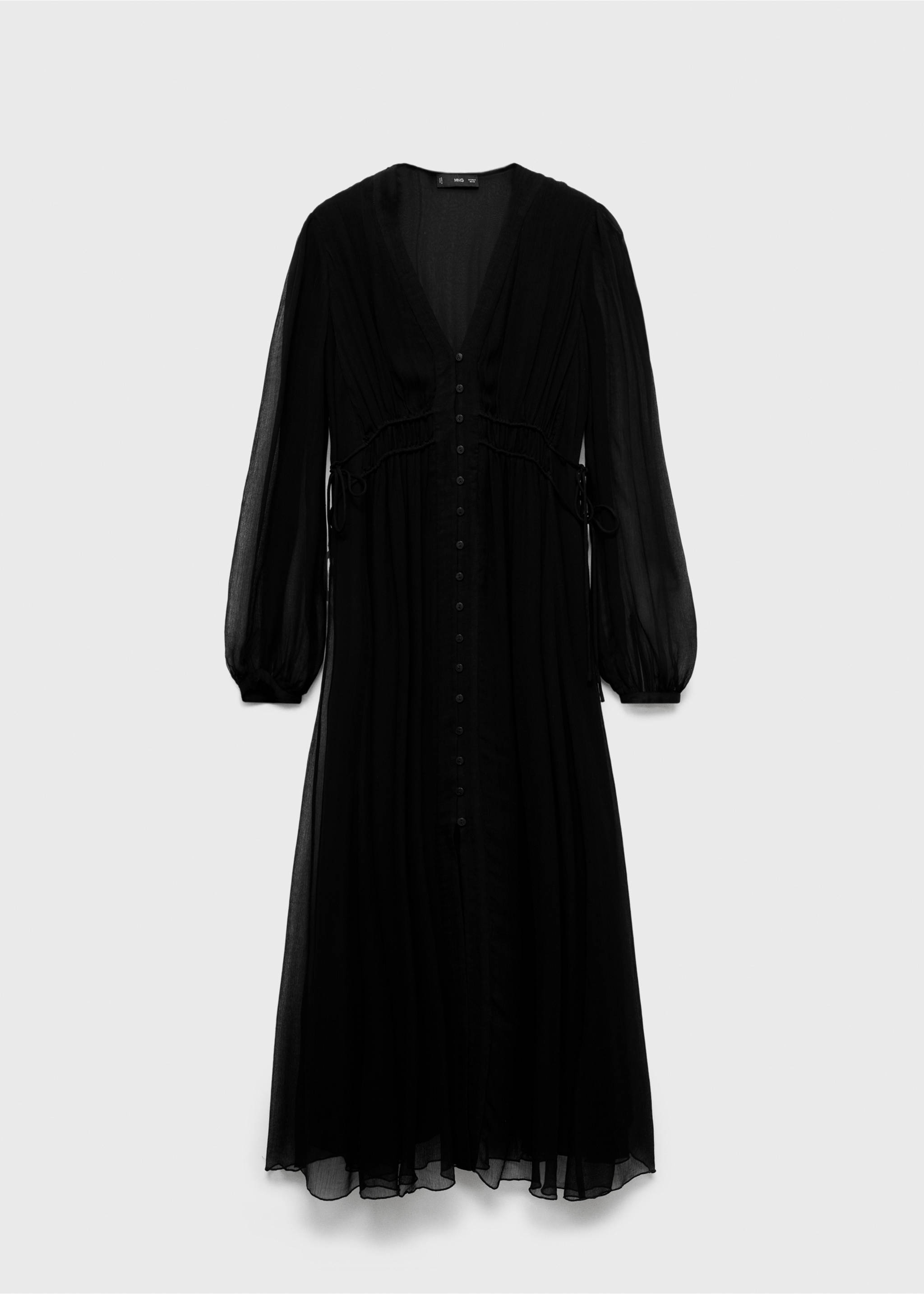 Puff-sleeved chiffon dress - Article without model, Black. Ref: 17015830-00.