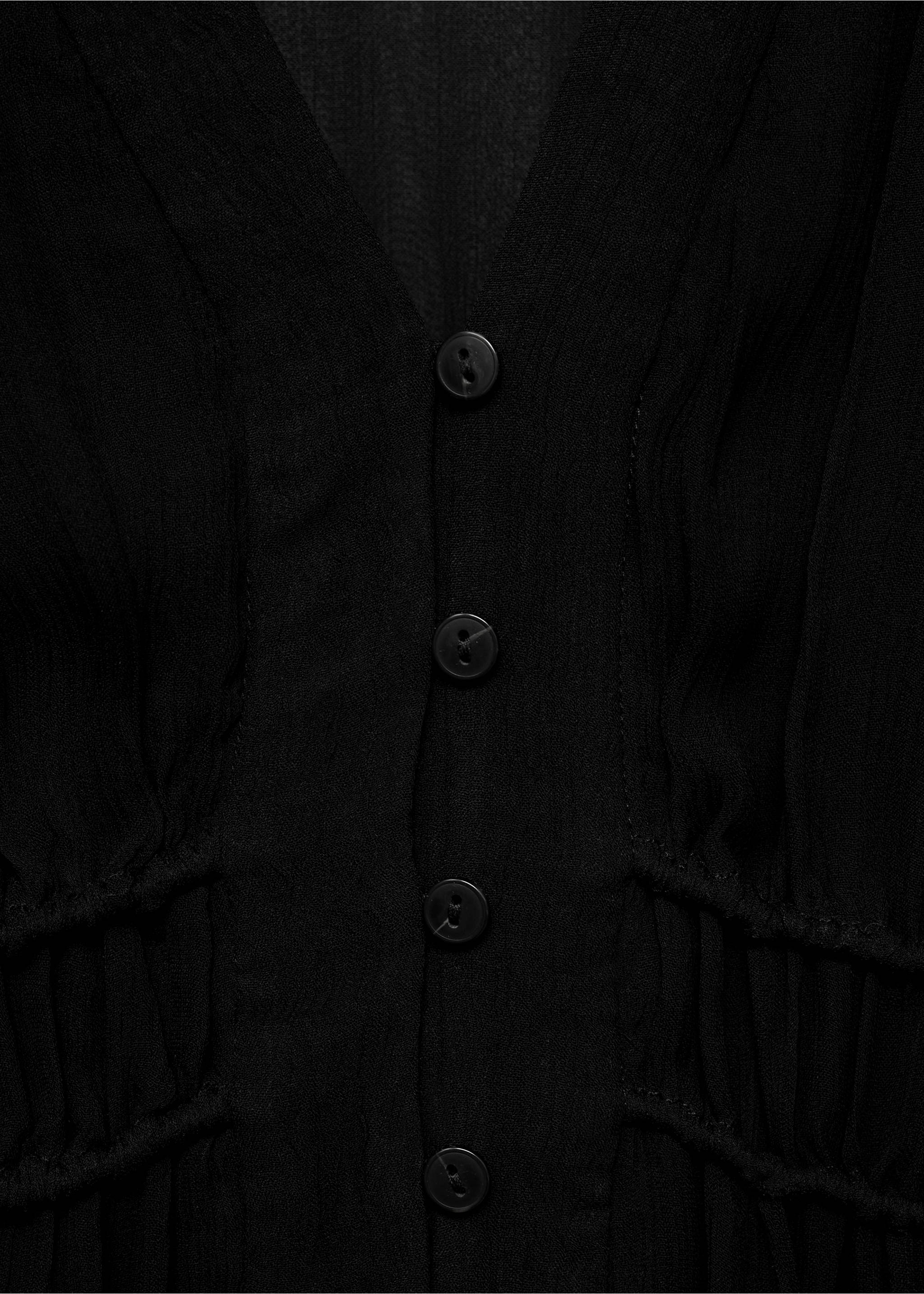 Puff-sleeved chiffon dress - Details of the article 8, Black. Ref: 17015830-00.