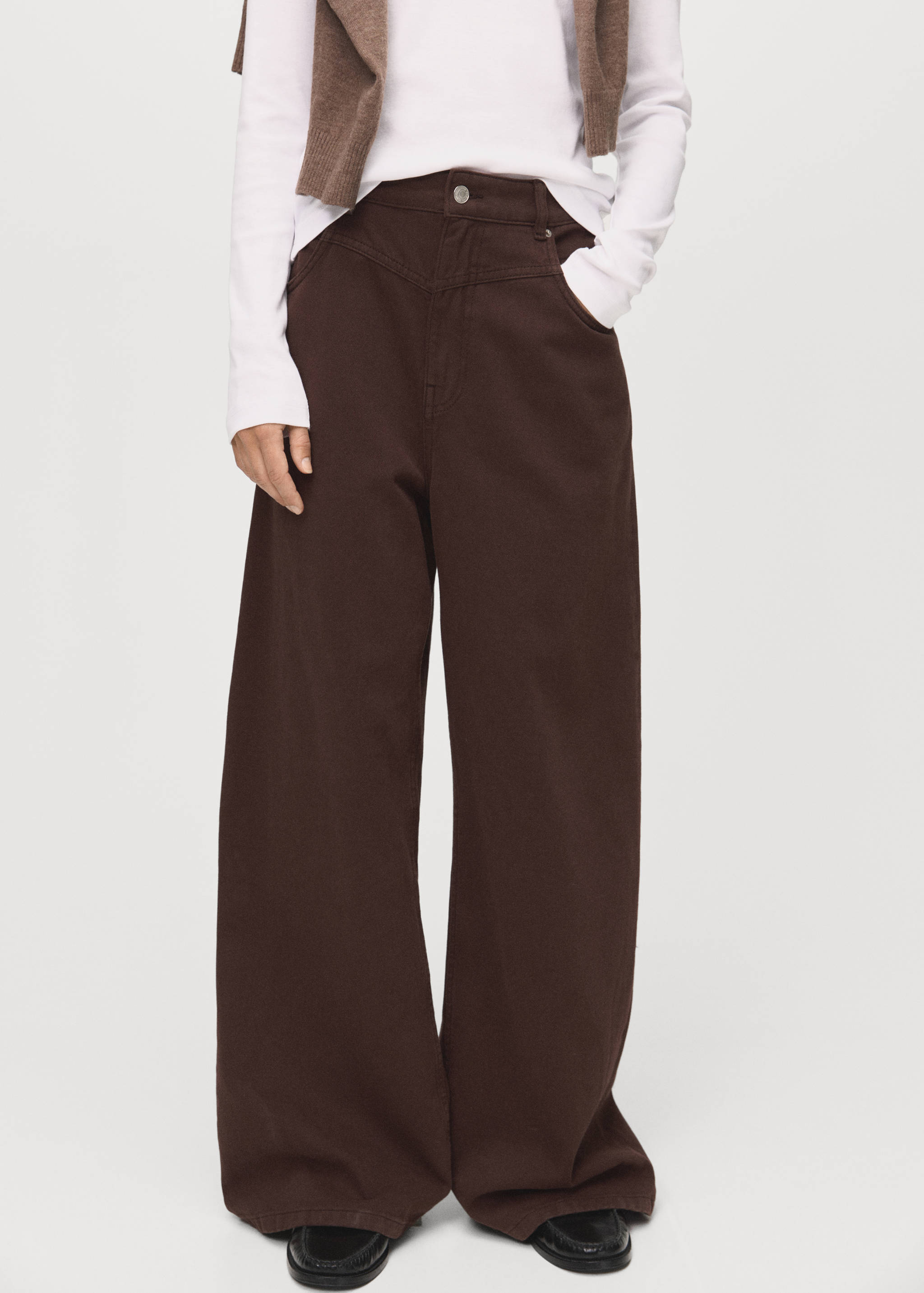 Wide leg mid-rise loose-fit jeans - Medium plane