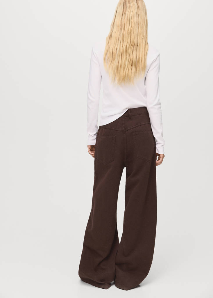 Wide leg mid-rise loose-fit jeans — Chocolate
