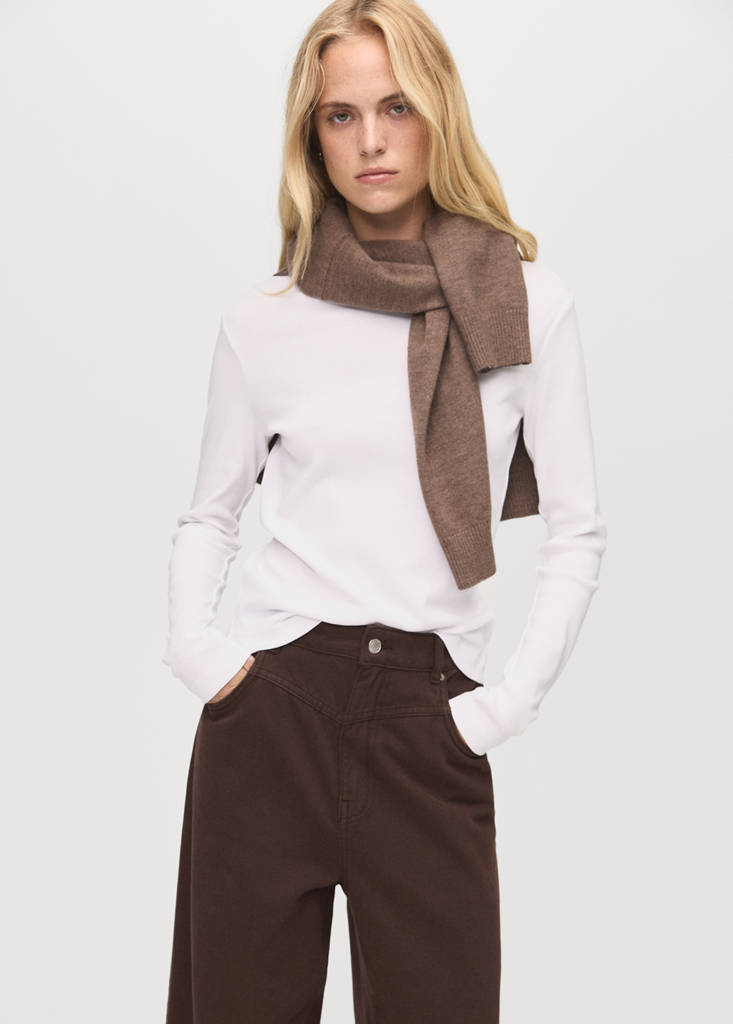 Wide leg mid-rise loose-fit jeans — Chocolate