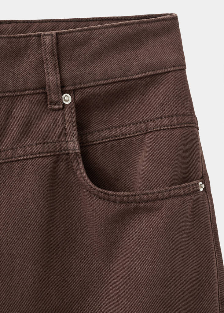 Wide leg mid-rise loose-fit jeans — Chocolate