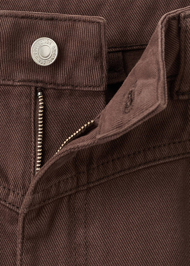 Wide leg mid-rise loose-fit jeans — Chocolate