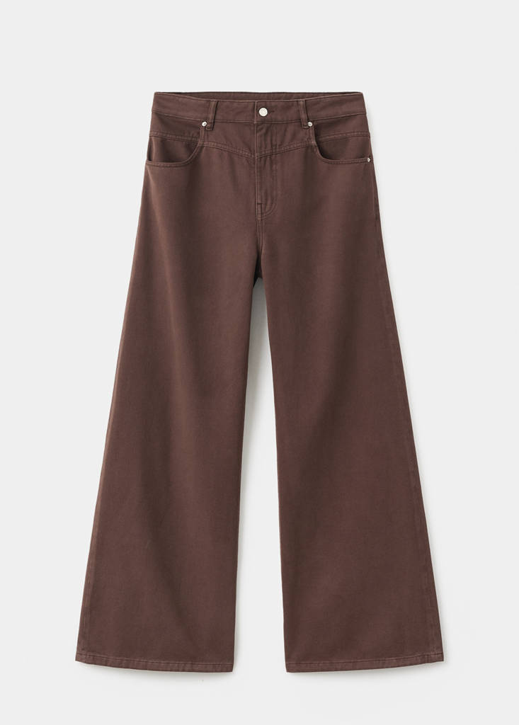 Wide leg mid-rise loose-fit jeans — Chocolate