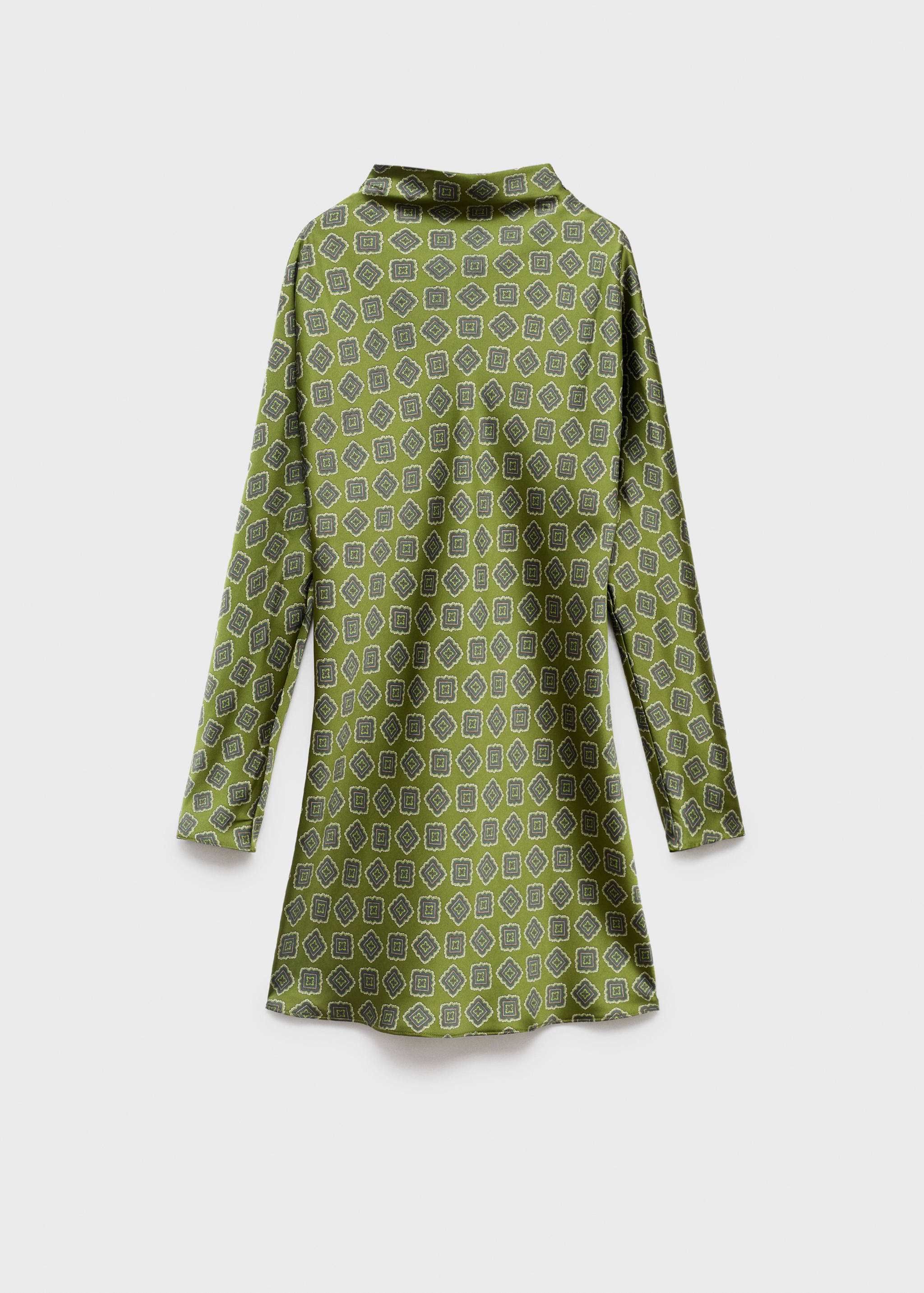 Satin printed dress with perkins collar - Article without model