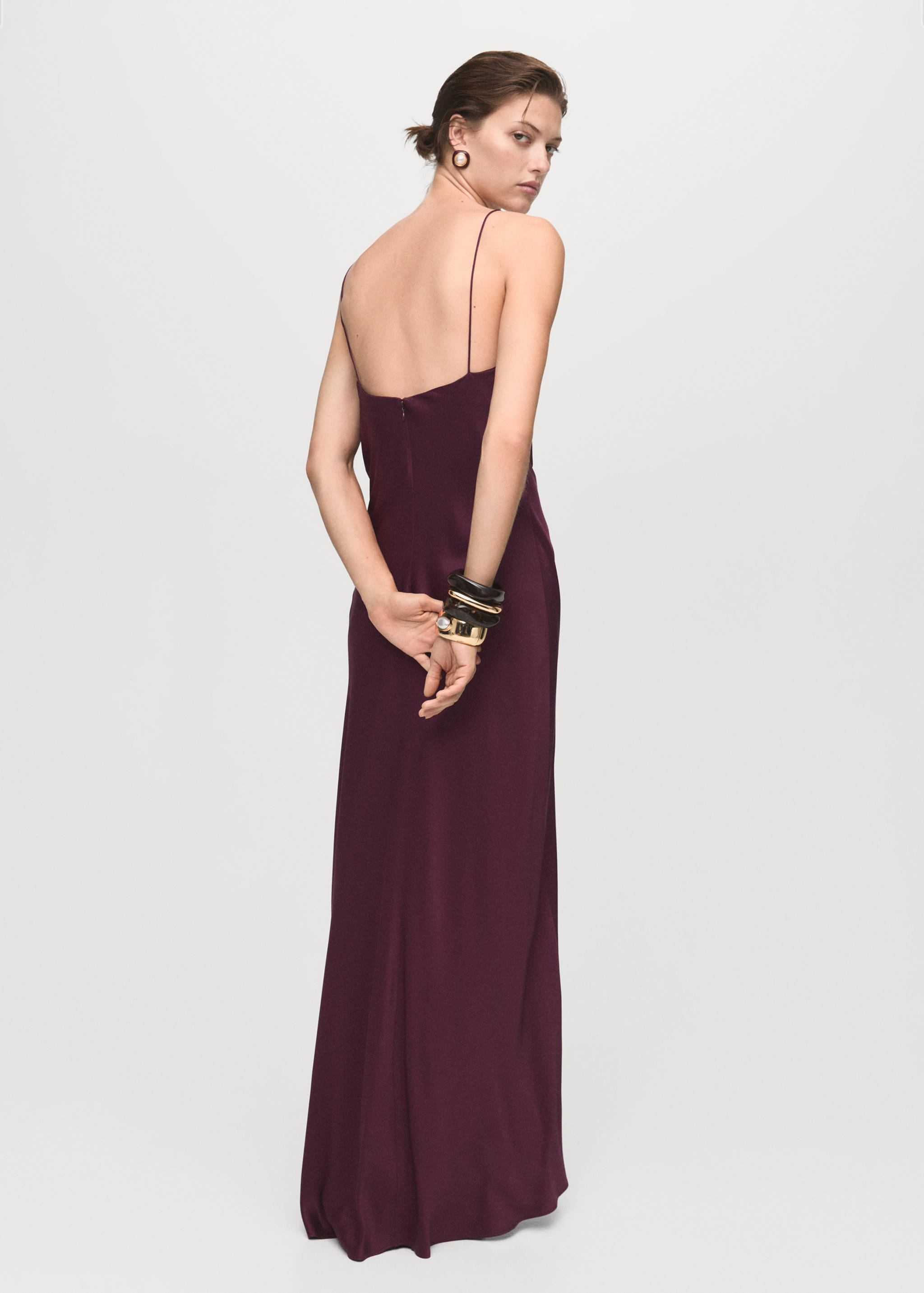 V-neck satin dress - Reverse of the article