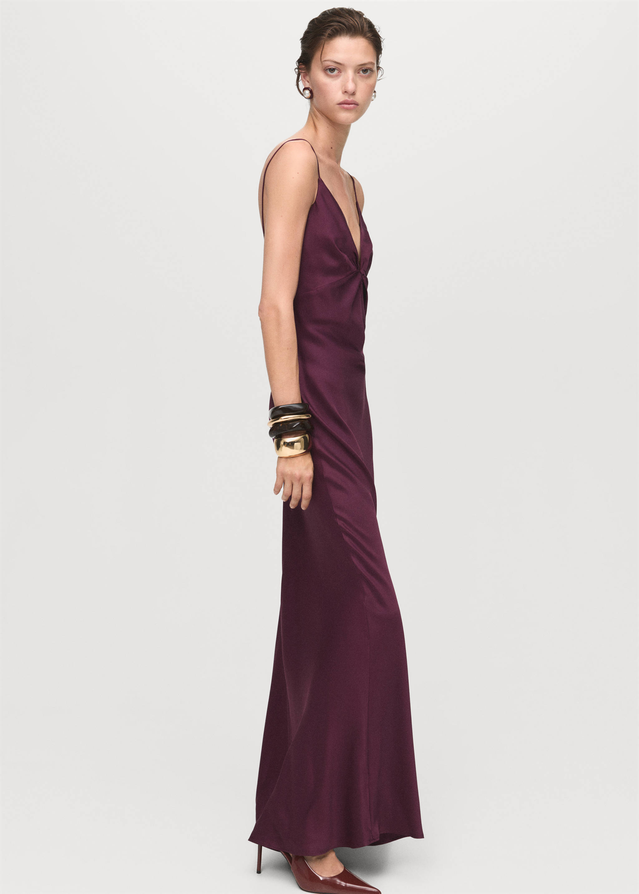 V-neck satin dress - Details of the article 2