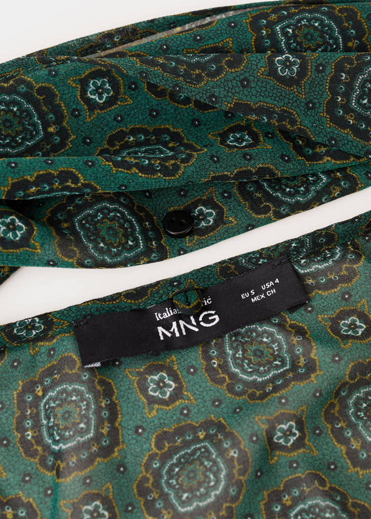 Printed dress with foulard — Green