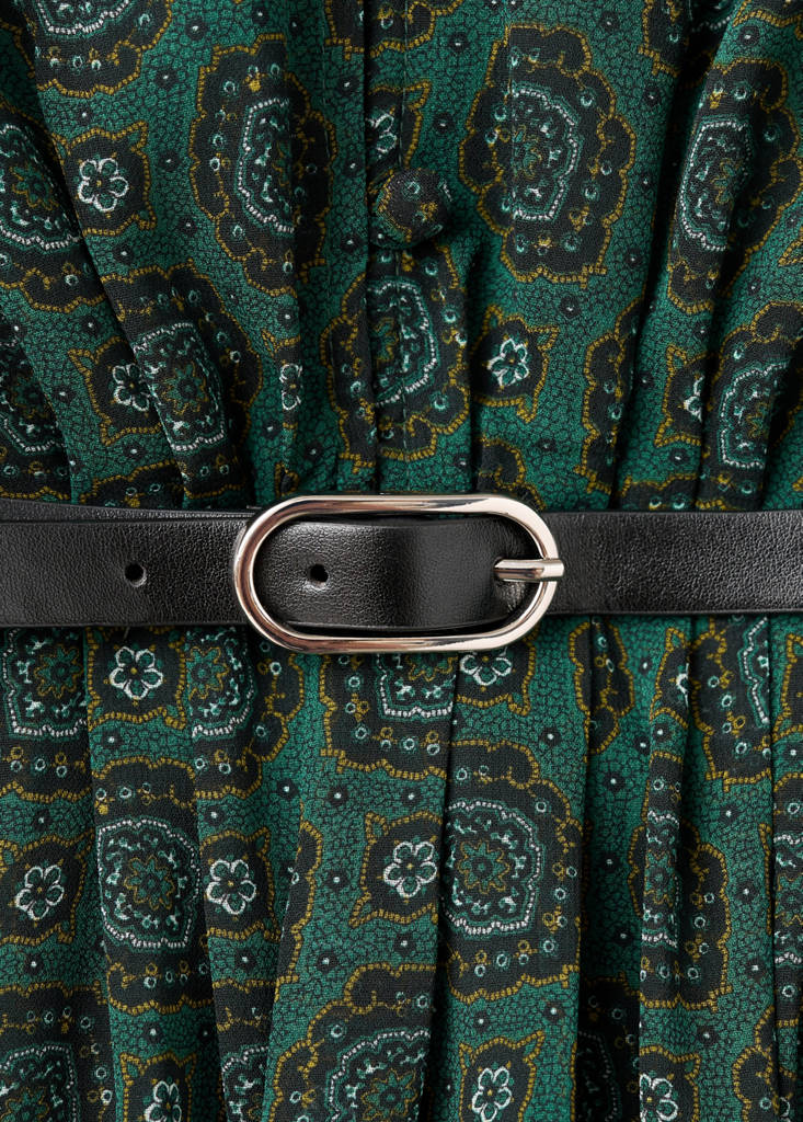 Printed dress with foulard — Green