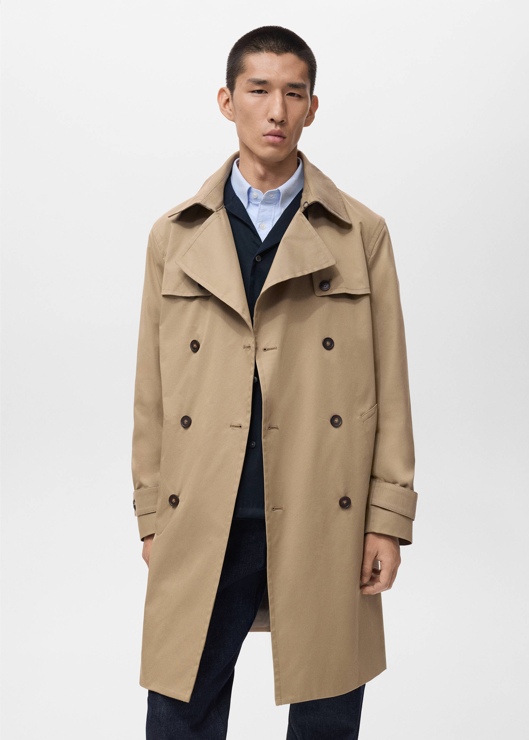 Water-repellent belted trench coat - Medium plane