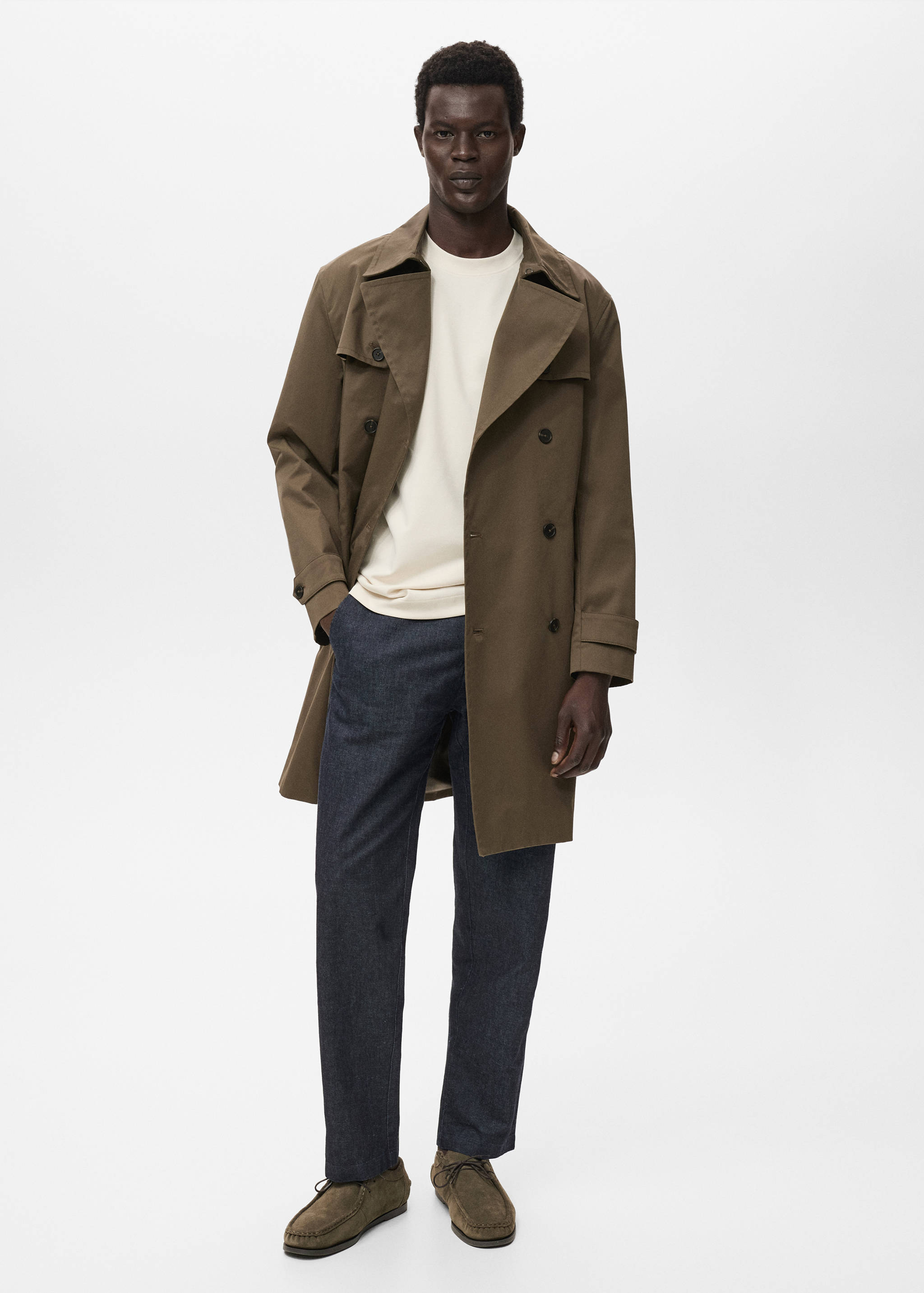 Water-repellent belted trench coat - General plane