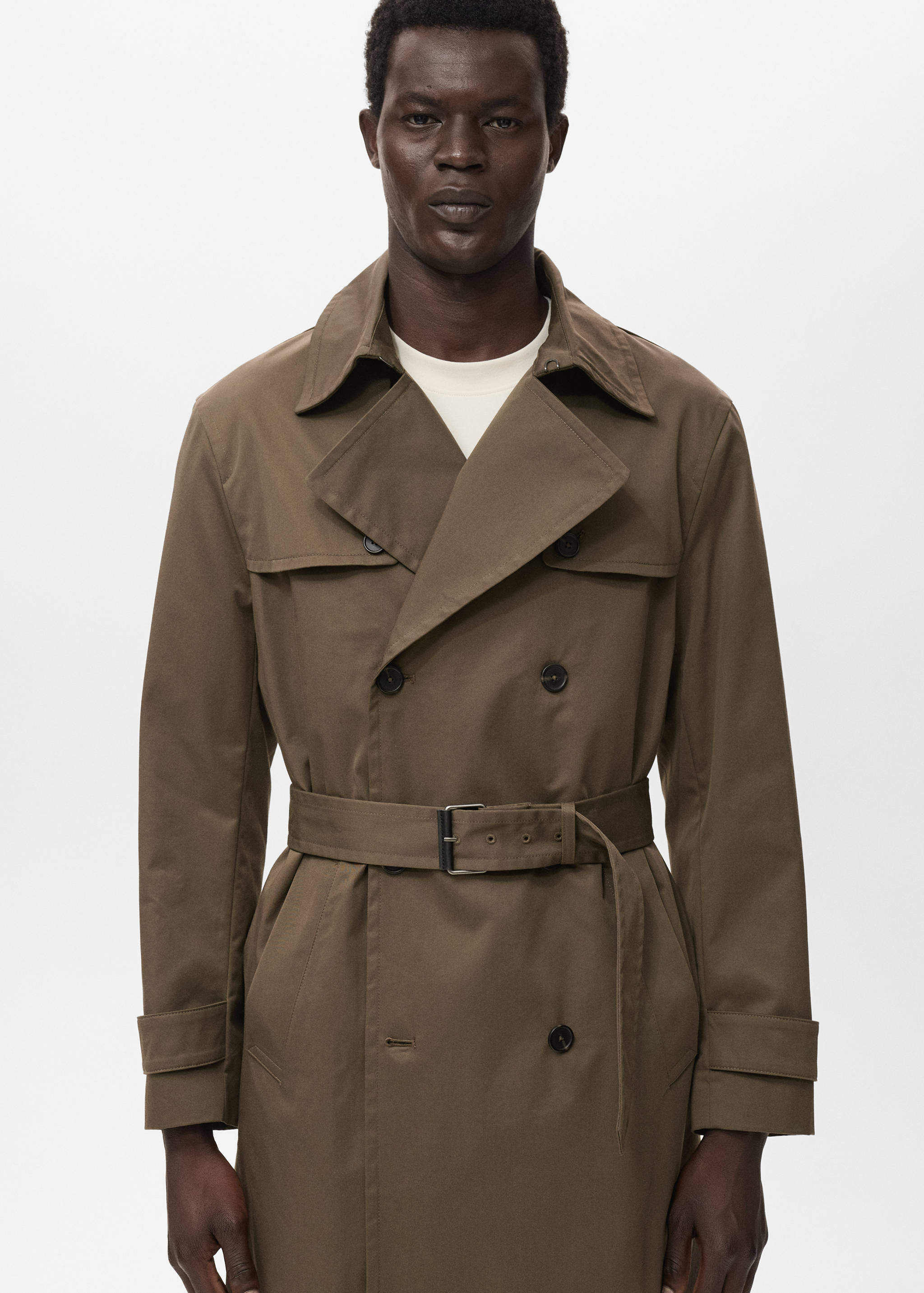 Water-repellent belted trench coat - Medium plane