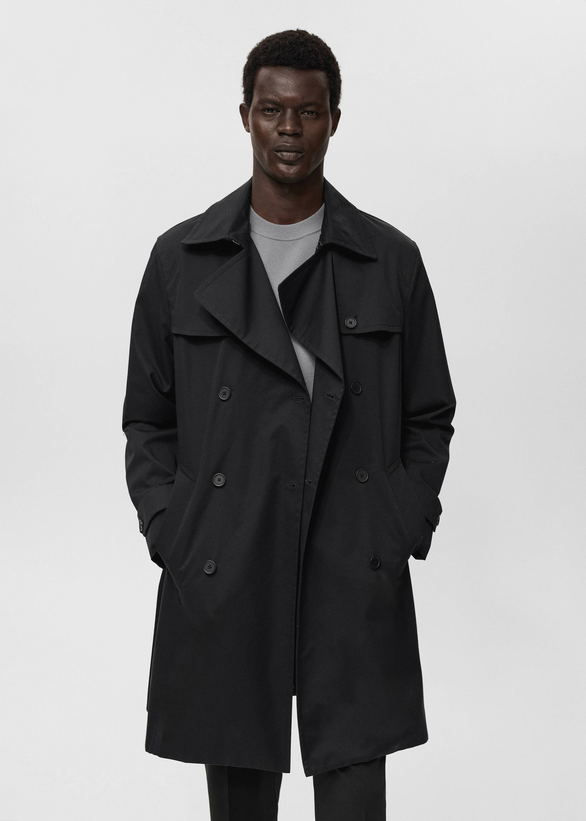 Water-repellent belted trench coat - Medium plane