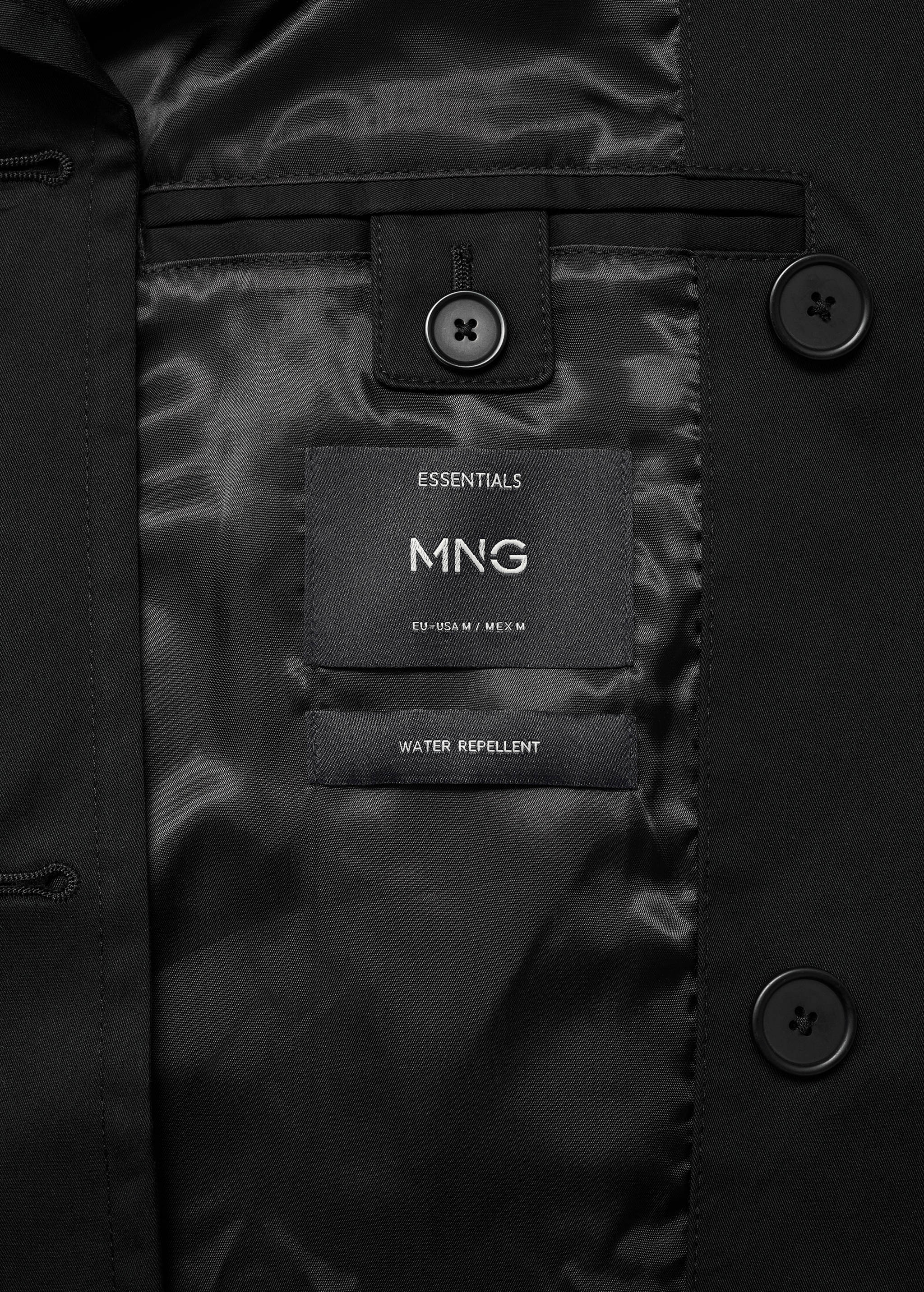 Water-repellent belted trench coat - Details of the article 0